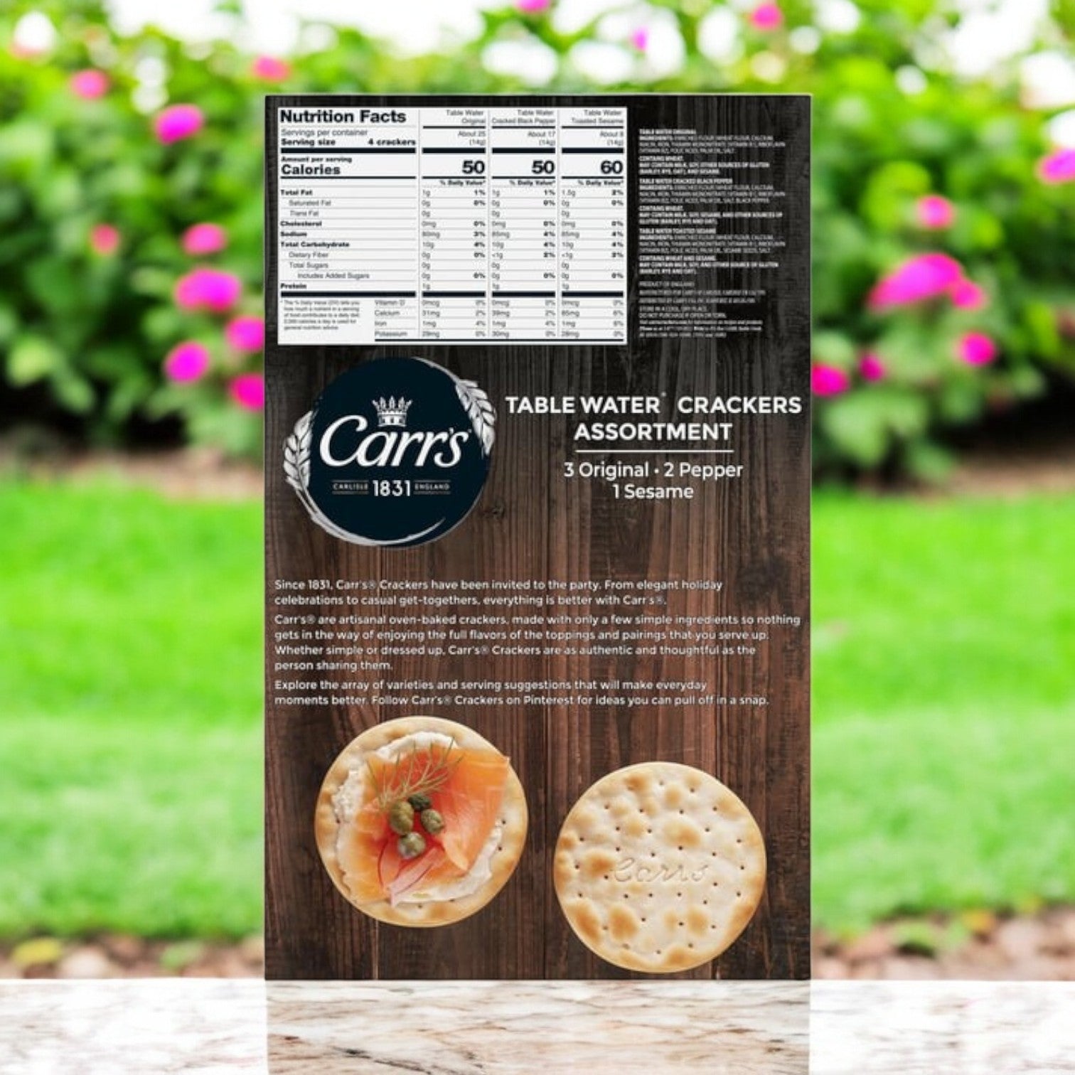 Carr's Table Water Crackers, Variety Pack, 25.5 oz -3 Count