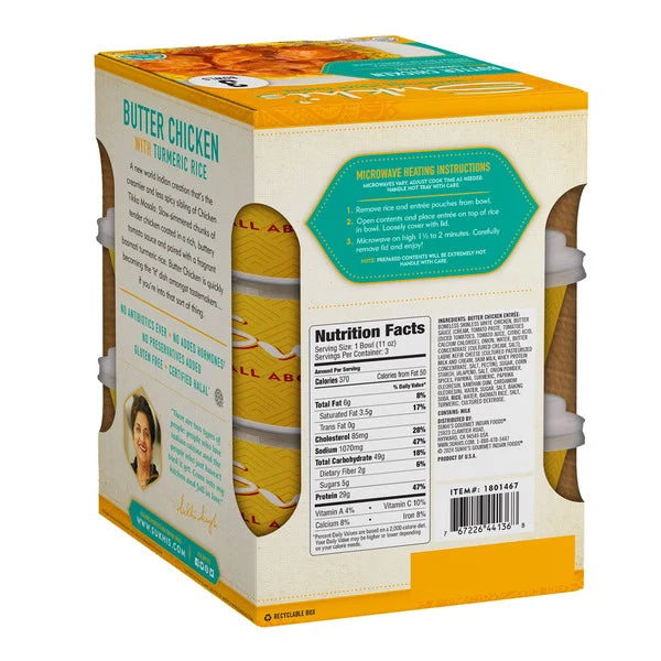 Sukhi's Butter Chicken With Tumeric Rice, 3 Pack-1 Case
