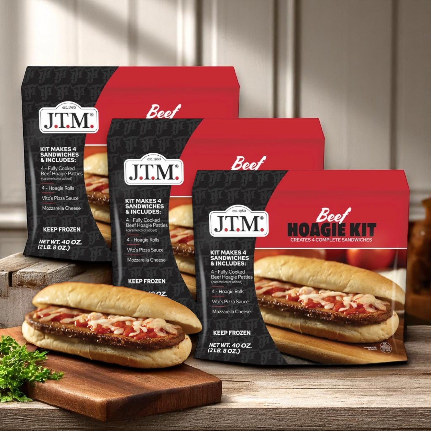 J.T.M. Beef Hoagie Kit – 3 Packs (2 lbs Each), Makes 12 Complete Sandwiches