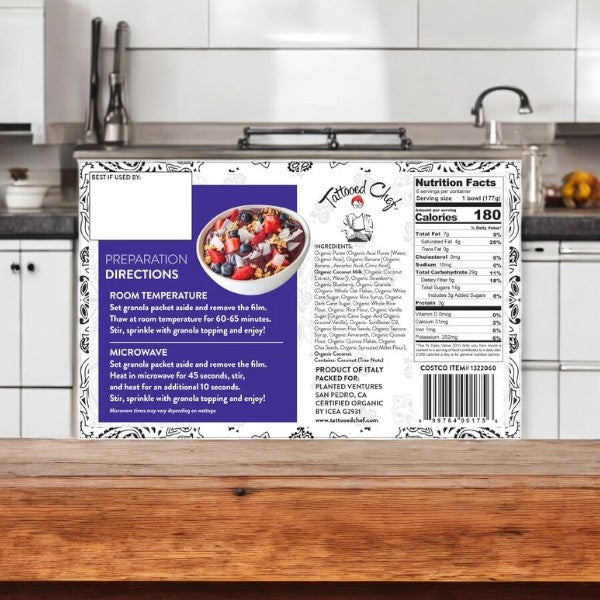 Tattooed Chef Organic Acai Bowls, 6-count-1 Case