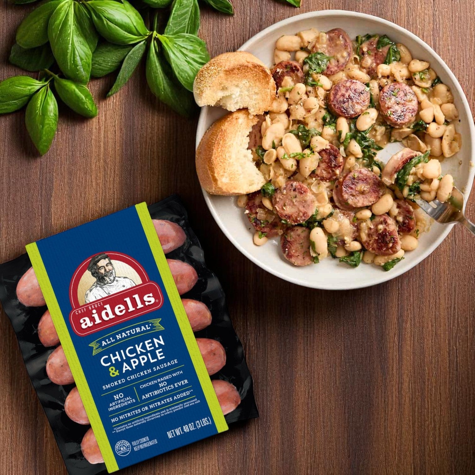 Aidells Chicken & Apple Smoked Chicken Sausage – 3 lb Family Pack (15 Links)