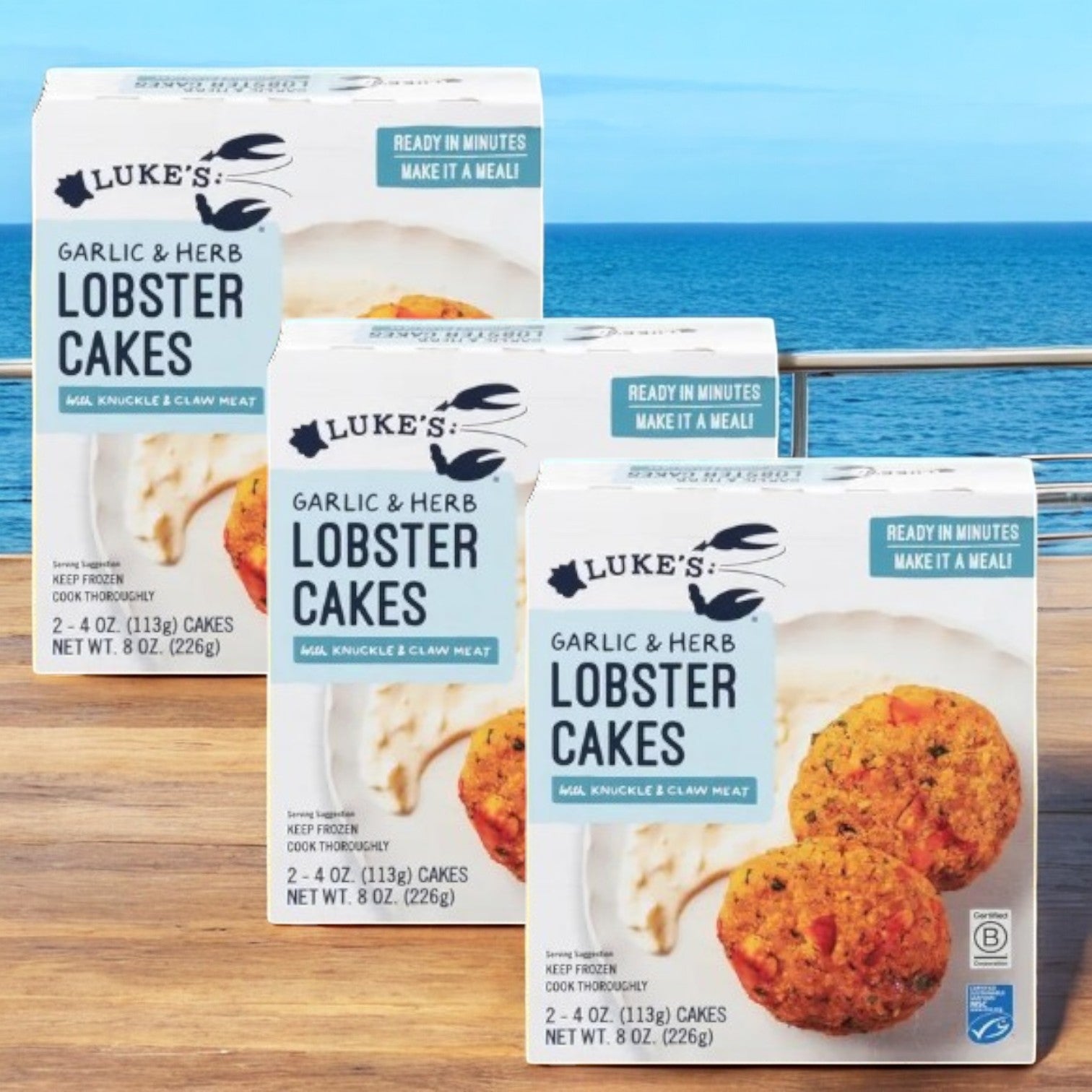 Luke's Organic Lobster Cakes, Garlic & Herb-3 Count