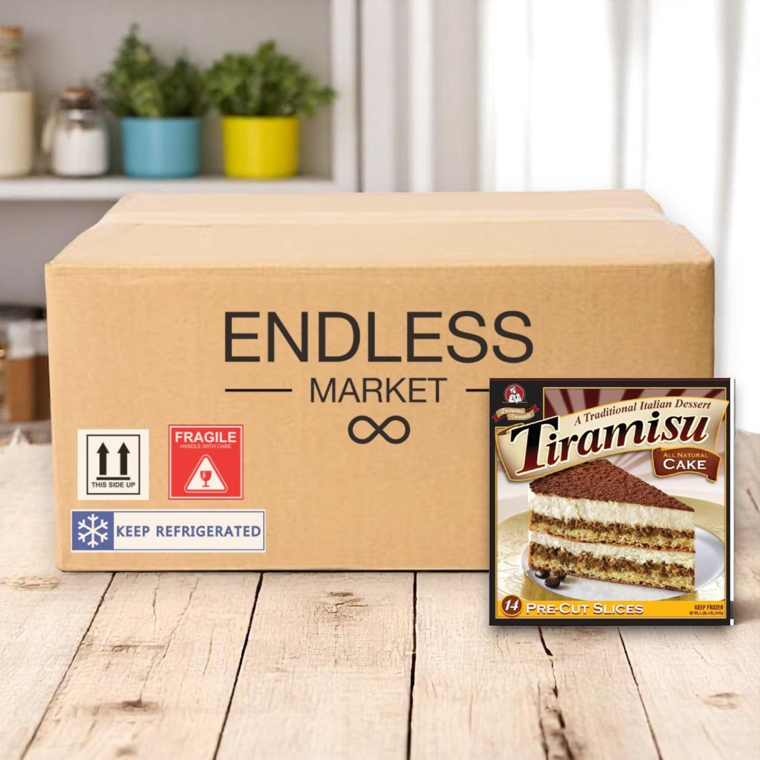 Frozen Chef's Quality - Tiramisu Cake - 4 Packs of 14-Slice Cakes