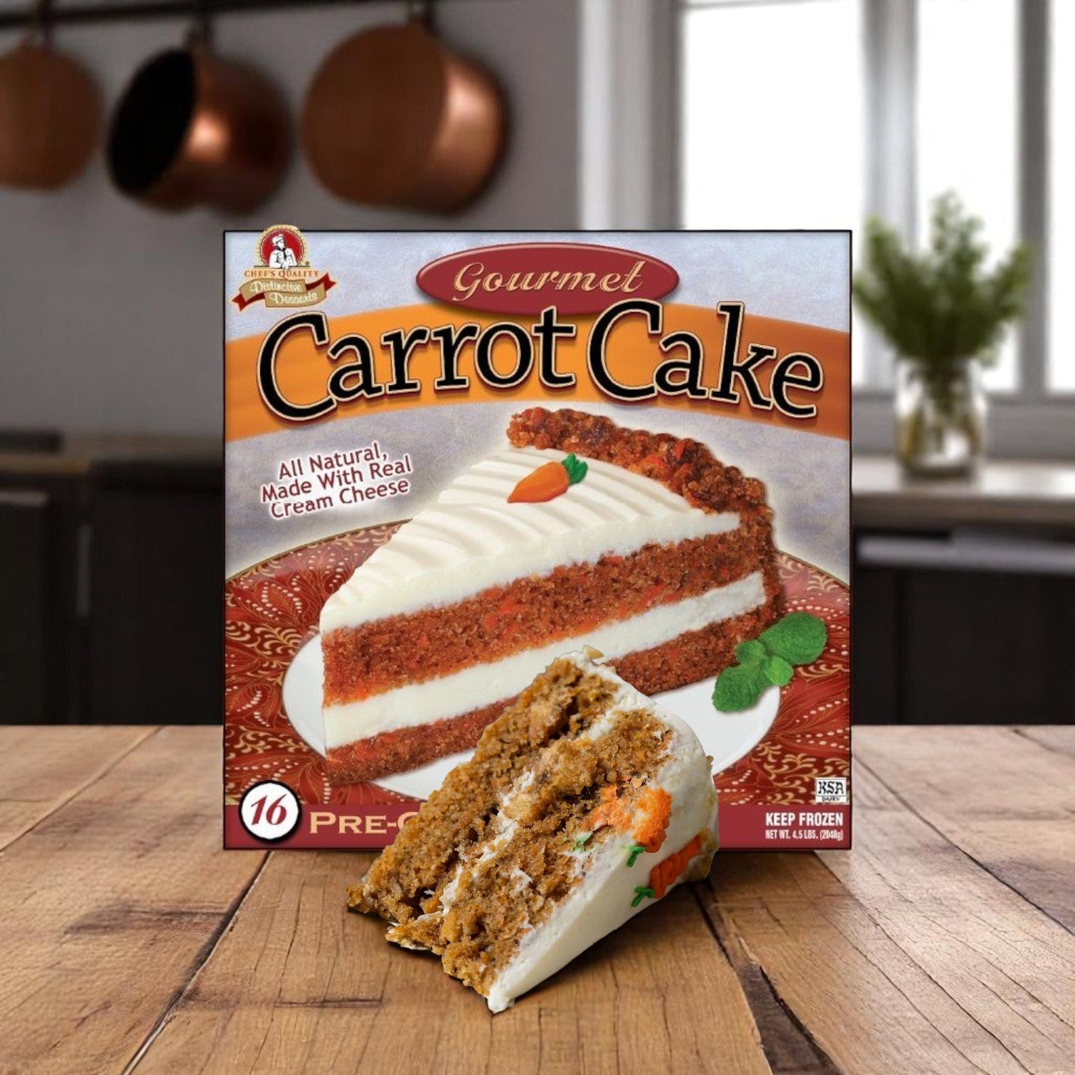 Frozen Chef's Quality - Carrot Cake with Cream Cheese Icing - 16 Slices