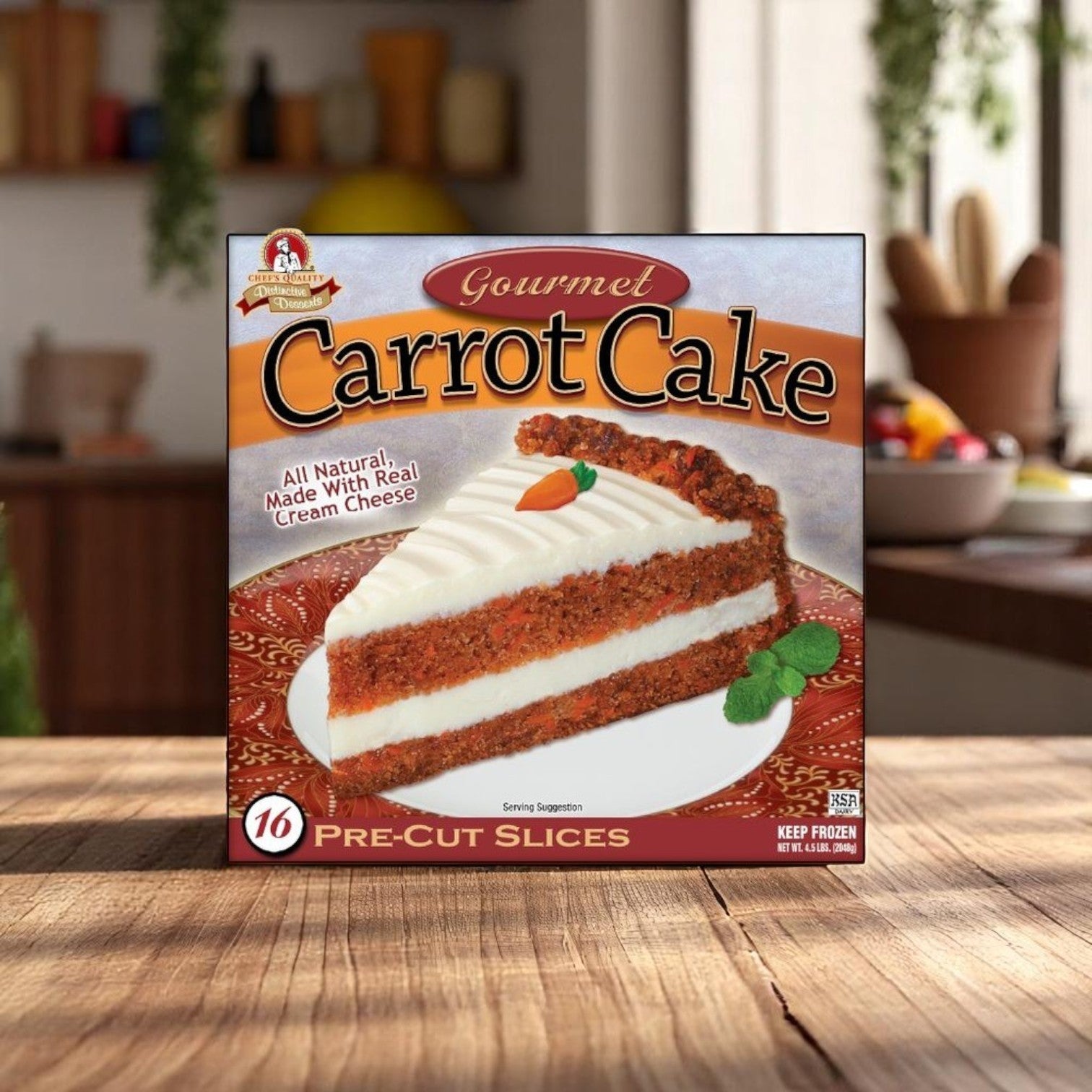 Frozen Chef's Quality - Carrot Cake with Cream Cheese Icing - 16 Slices