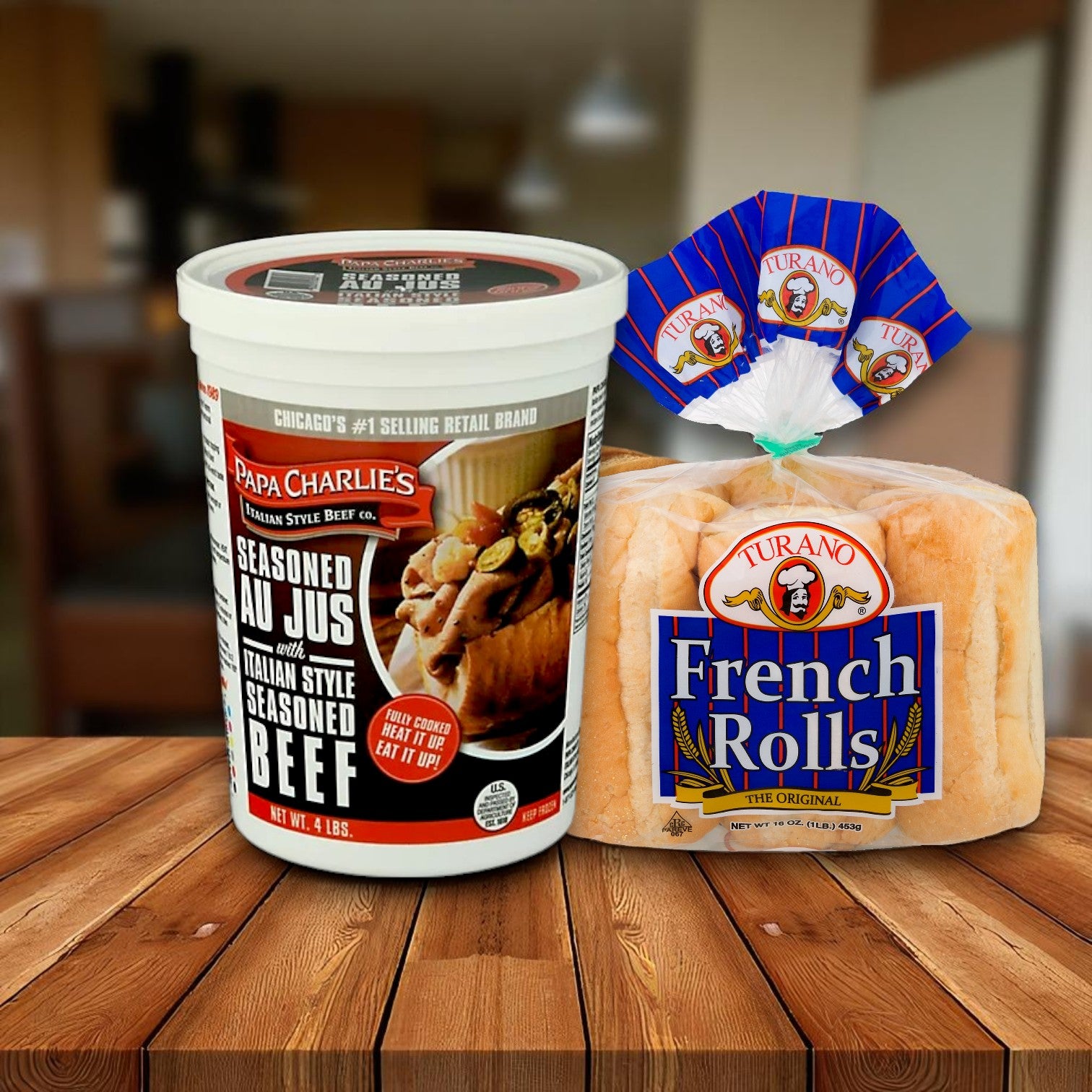Papa Charlie’s Italian Beef Sandwich Kit – 3-Pack Combo with Turano® Rolls- Perfect For Parties!