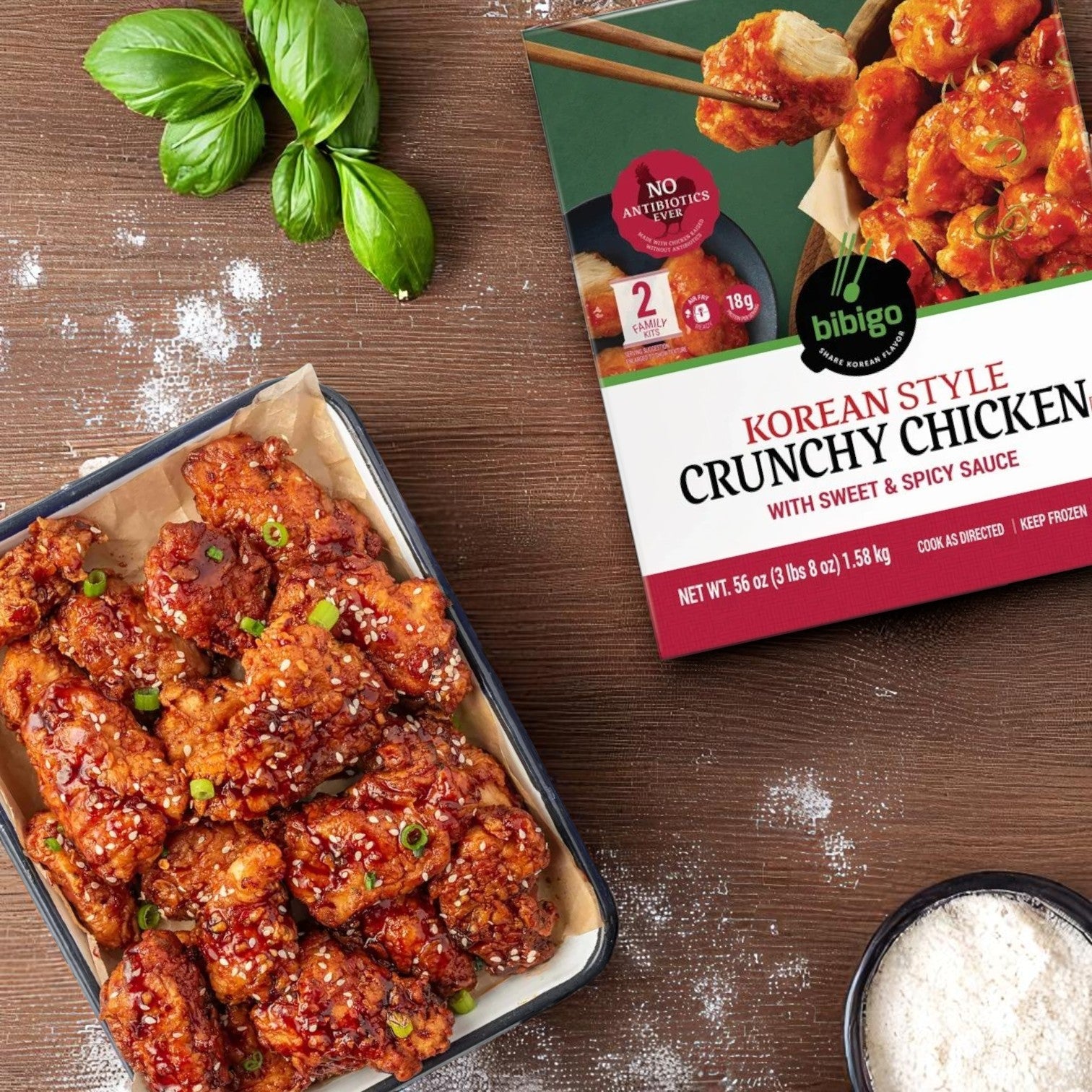 Bibigo Korean Style Crunchy Chicken, Sweet & Spicy Sauce – 3 Pack (56 oz Each)