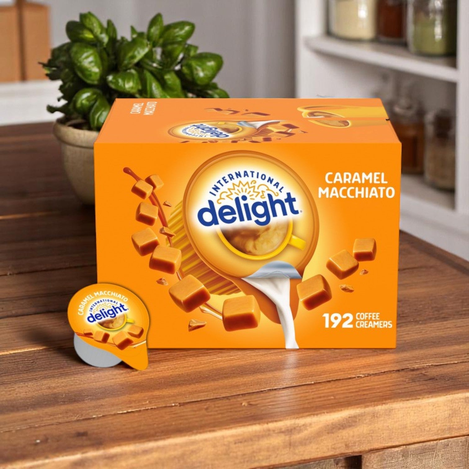 International Delight Liquid Coffee Creamer Singles – Caramel Macchiato, Non-Dairy (0.44 fl oz, Pack of 192)
