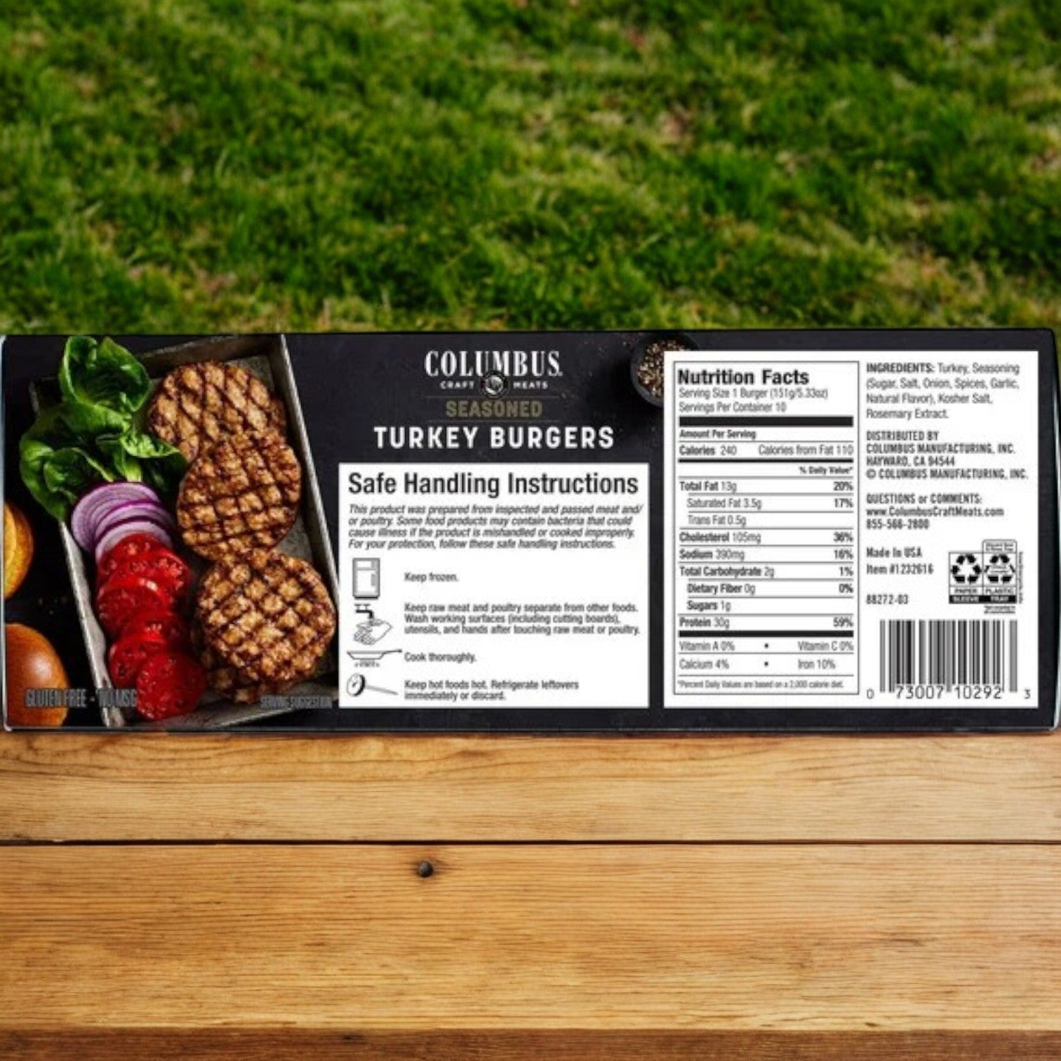 Columbus Seasoned Turkey Burgers, 5.33oz, 10-count- 1 Case