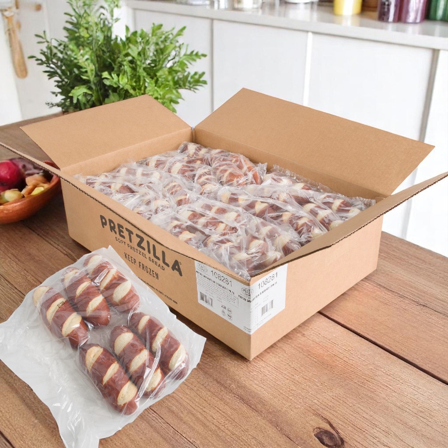 Pretzilla Sliced Pretzel Bratwurst Buns – Vegan (12 Packs of 6 Buns, 2.6 oz Each)