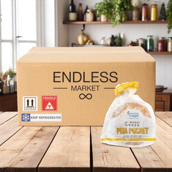 Grecian Delight Pita Bread Wheat Pocket-6 Packs-72 Count- 1 Case