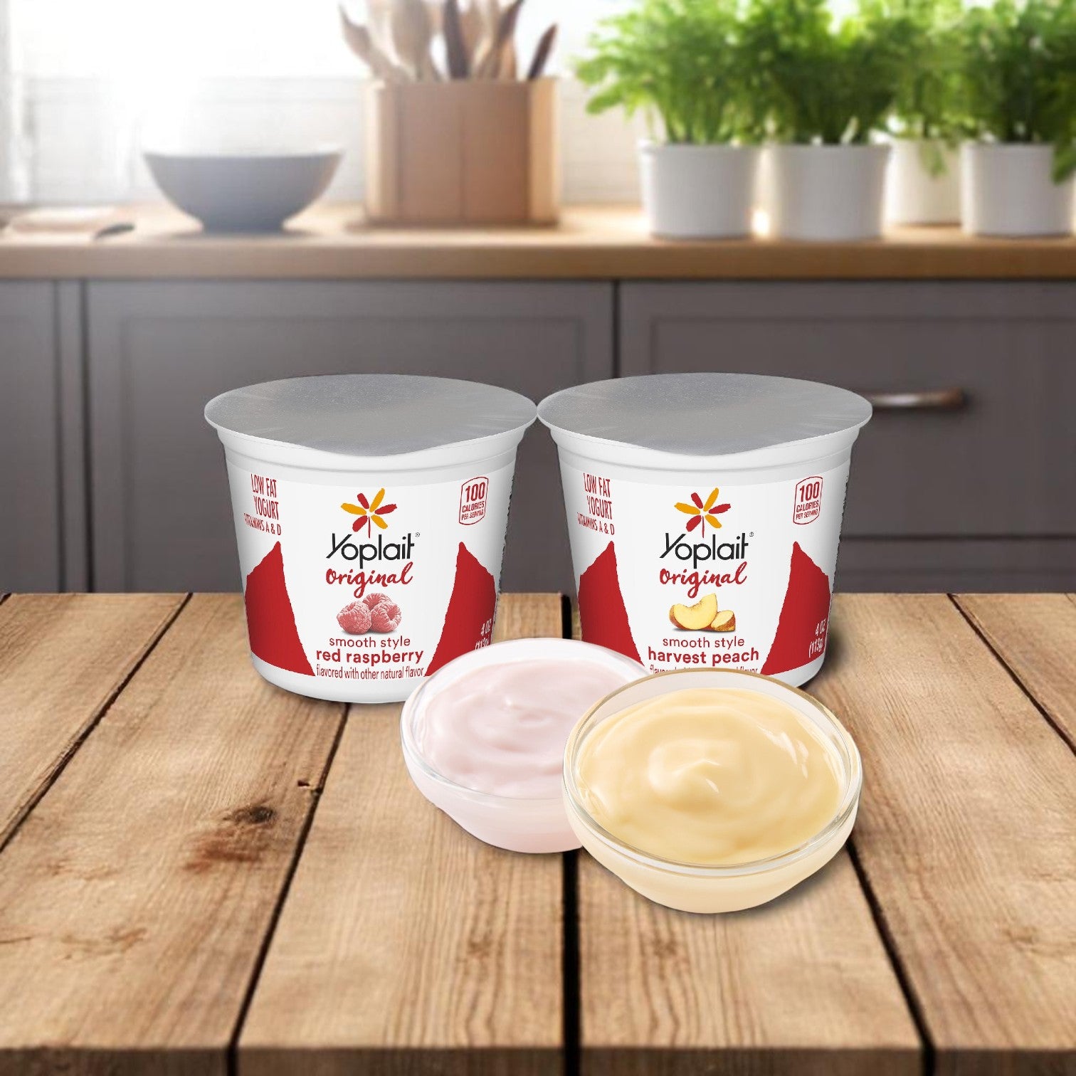 Yoplait Original Yogurt – Raspberry & Peach Variety Pack, 48-Pack (4 oz Cups)