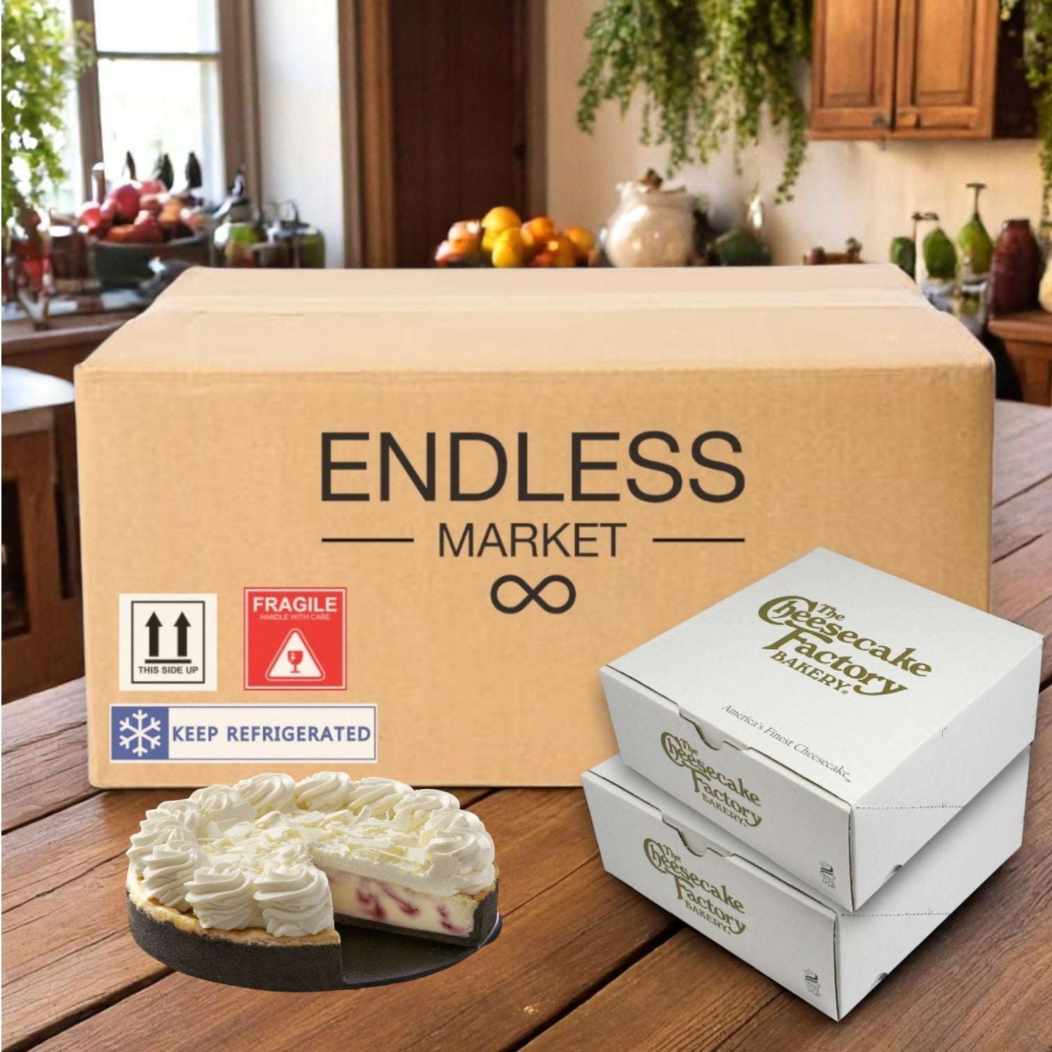 The Cheesecake Factory Bakery – White Chocolate Raspberry Cheesecake – 2/10" – 14 Slices Each