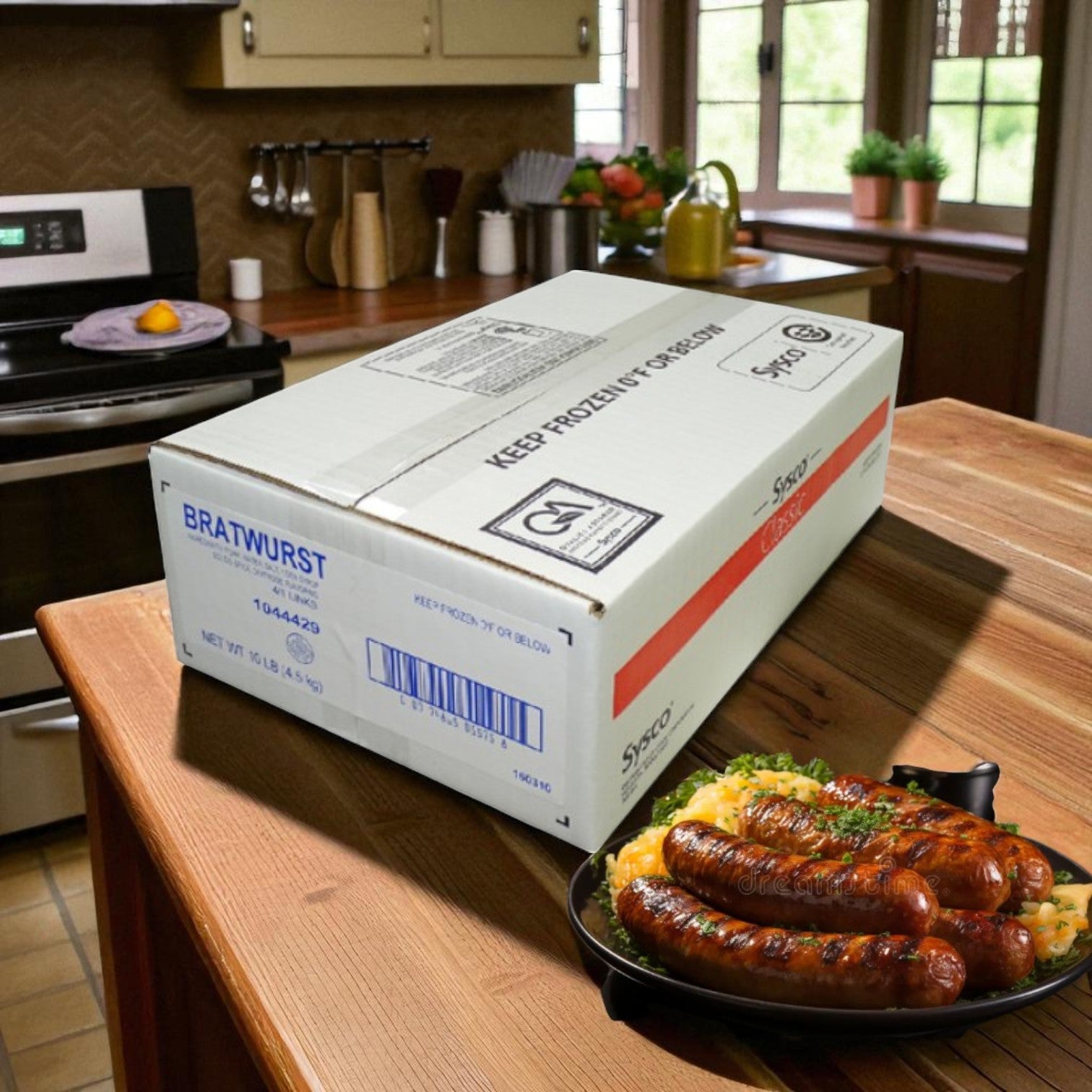 Bratwurst 4 Per # Natural Casing Sysco Classic 40/4 OZ (Pack of 40 Bratwurst Links)