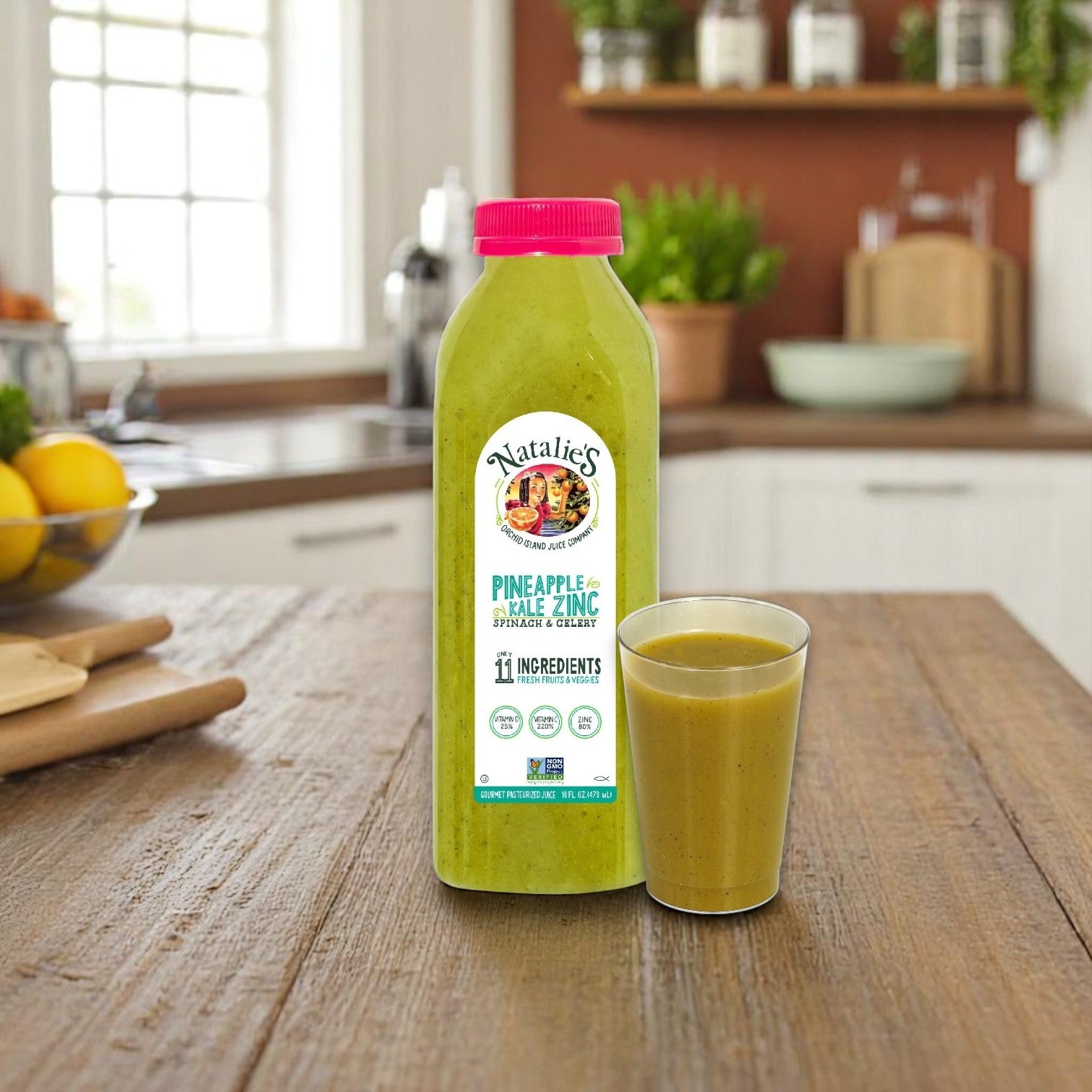 Natalie’s Orchid Island Juice – Pineapple Kale Zinc – 6/12 oz Bottles