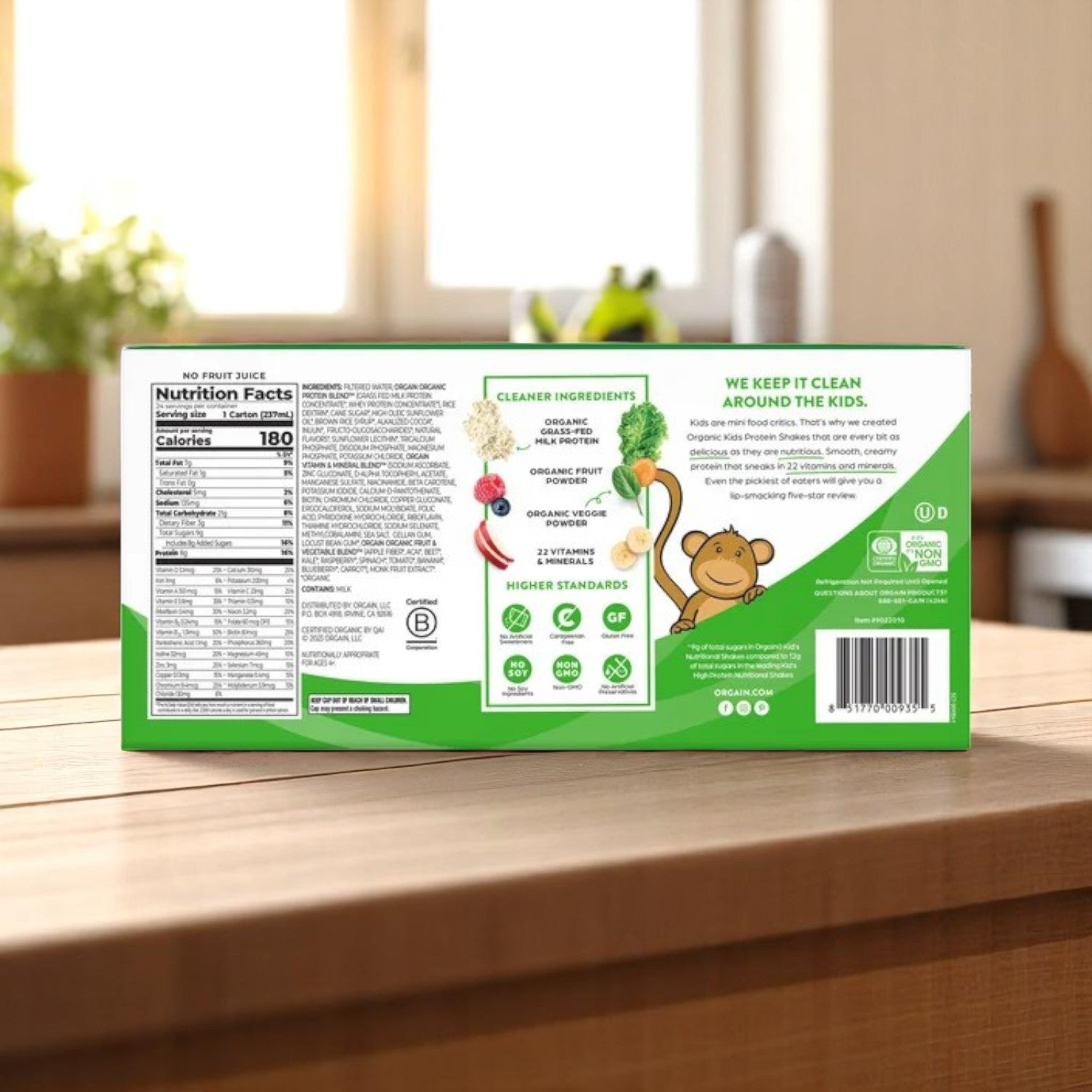 Orgain USDA Organic Kids Nutritional Protein Shake, Chocolate, 8 fl oz, 24-pack