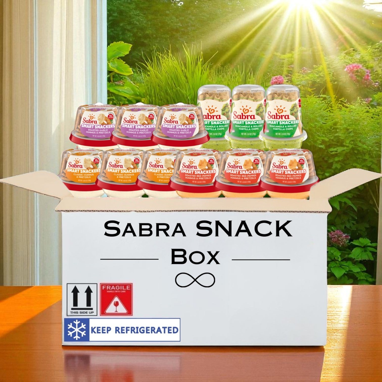 Sabra Box – Flavor-Packed Hummus & Guacamole Kit- 12 Assorted Sabra Cups!!
