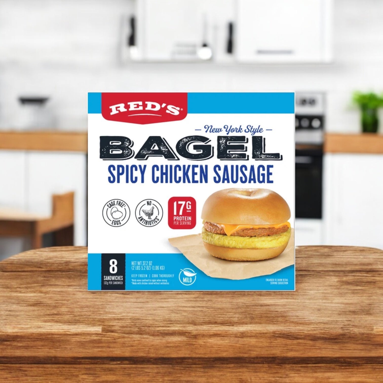 Red's Spicy Chicken Bagel Sandwich, 8 Count, 1 Pack