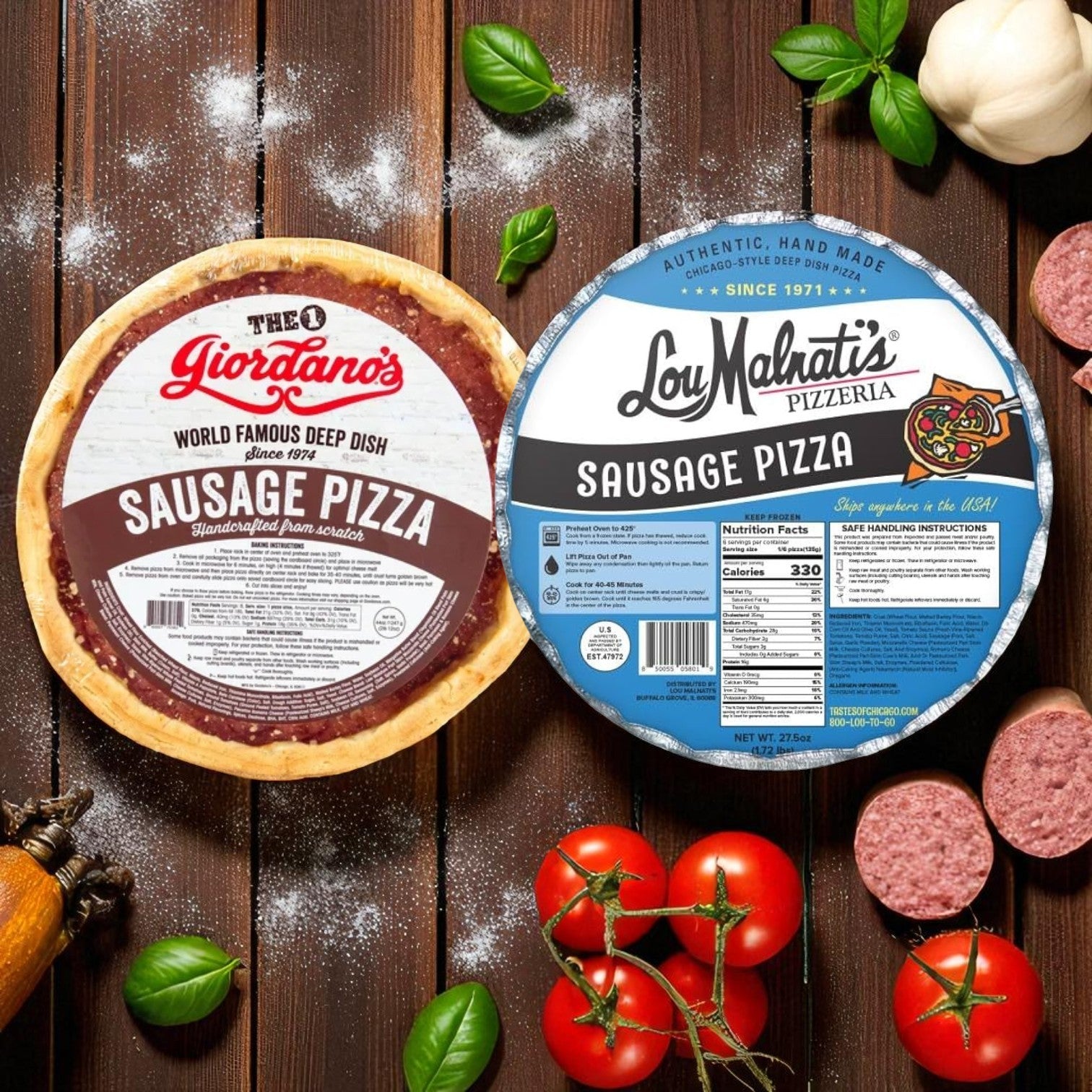 Chicago Sausage Pizza Lovers Bundle – Home Run Inn, Giordano’s, Lou Malnati’s, Uno, & Marconi Giardiniera
