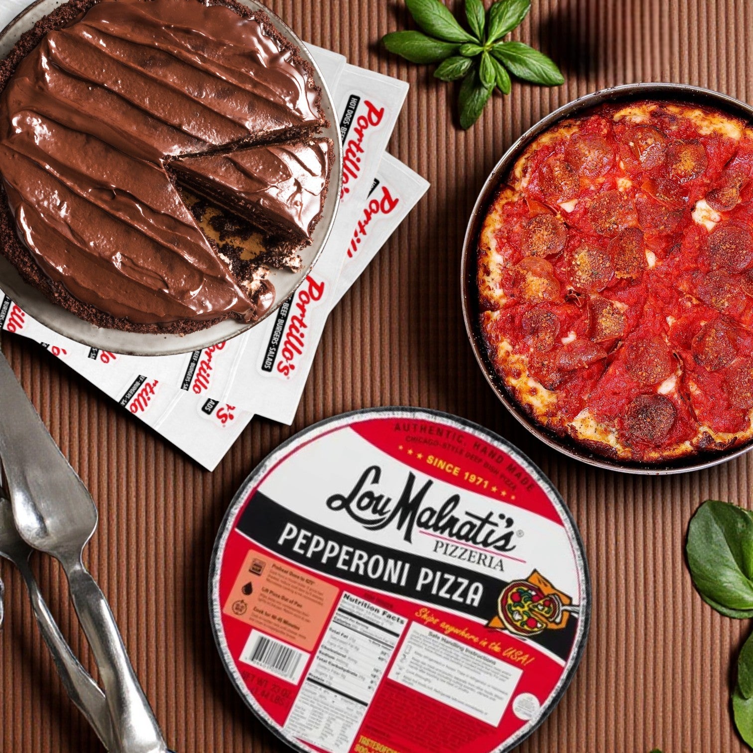 Chicago Legends Combo – Lou Malnati’s Deep Dish Pizza & Portillo’s Famous Chocolate Cake