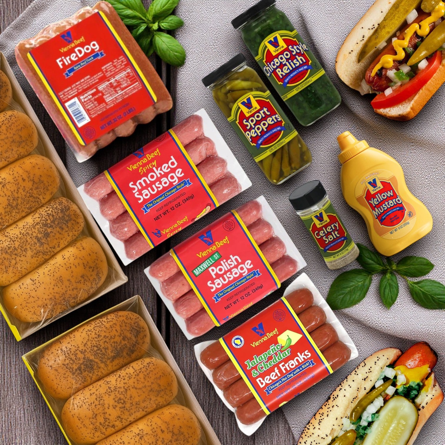 Chicago-Style Hot Dog Complete Kit – Vienna Beef & Classic Toppings