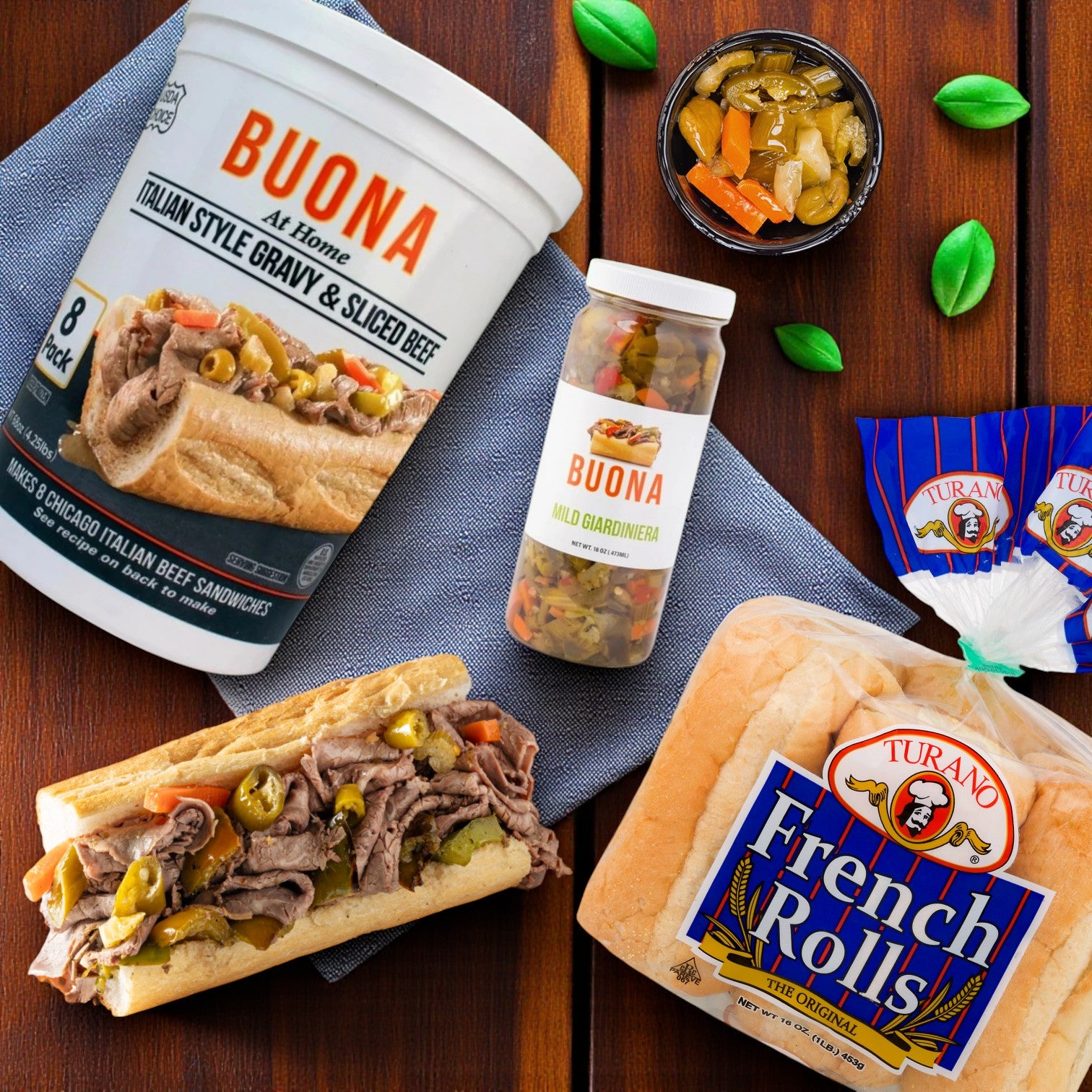 Buona Beef 8 Pack Kit! Comes With Rolls And Giardinera!