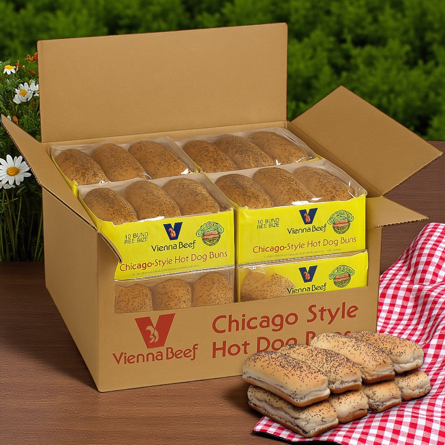 Vienna Beef Poppy Seed Hot Dog Buns 10 Count - 12 Pack