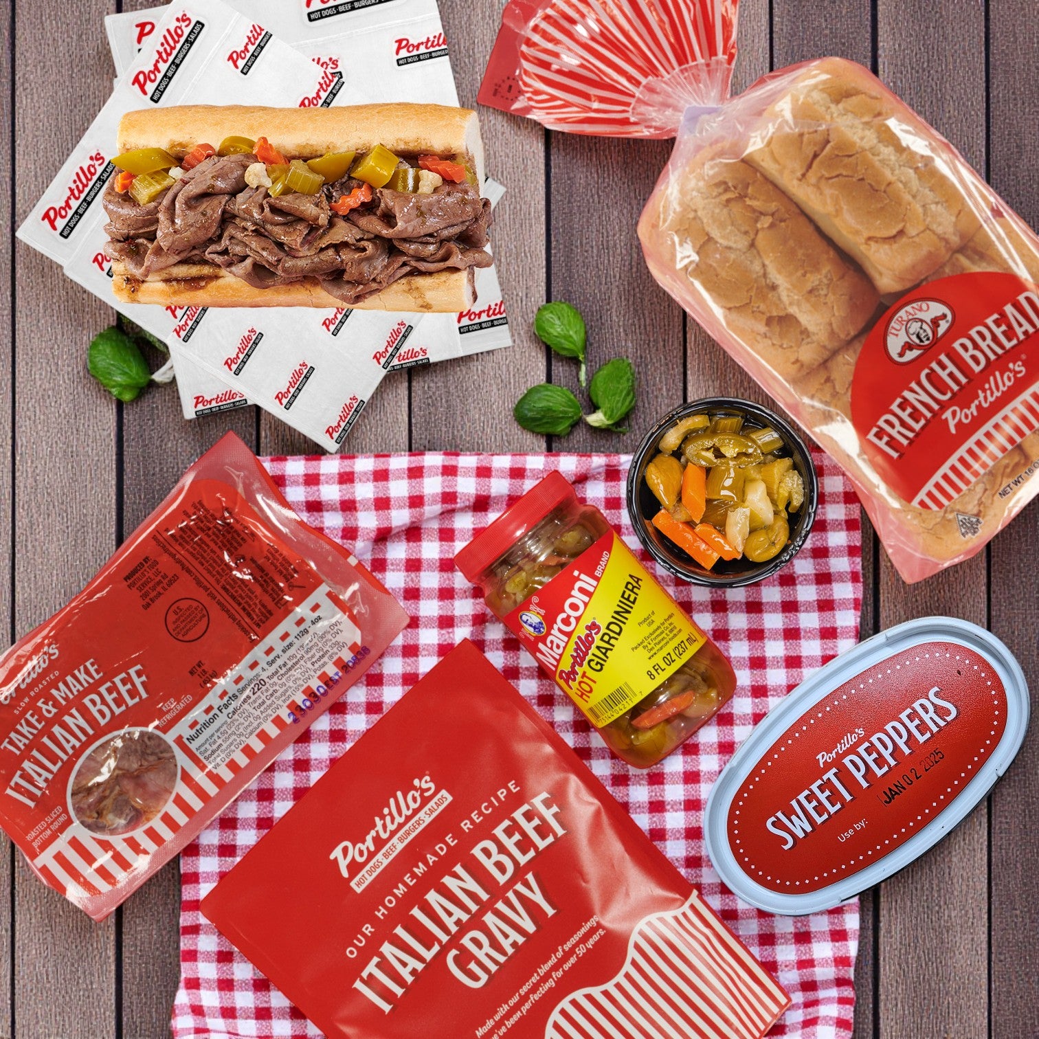 Portillo's 8 Italian Beef Sandwich Combo! Includes Everything! Perfect For Parties!