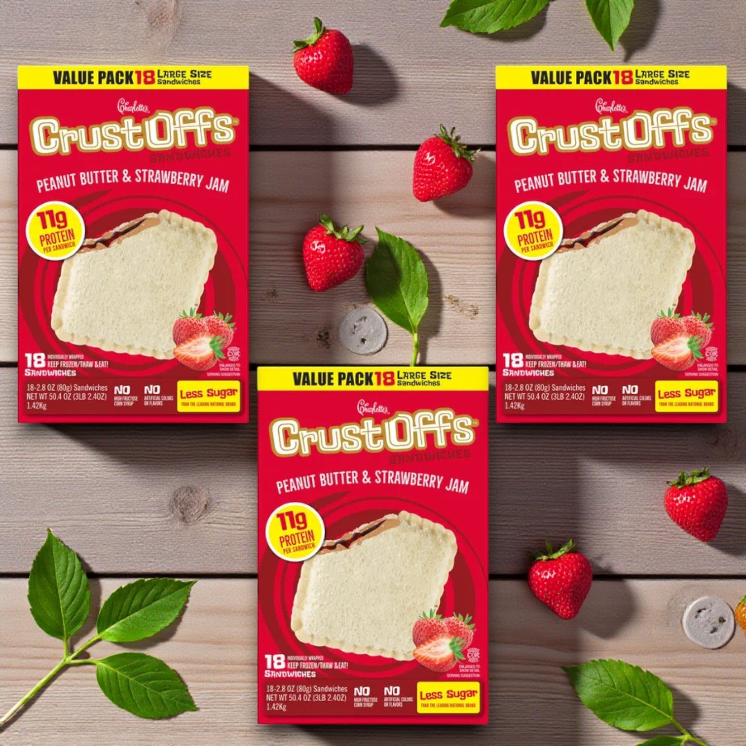 Charlotte's Crust Offs Sandwiches, Peanut Butter & Strawberry Jam, 2.2 oz. - 3 Box