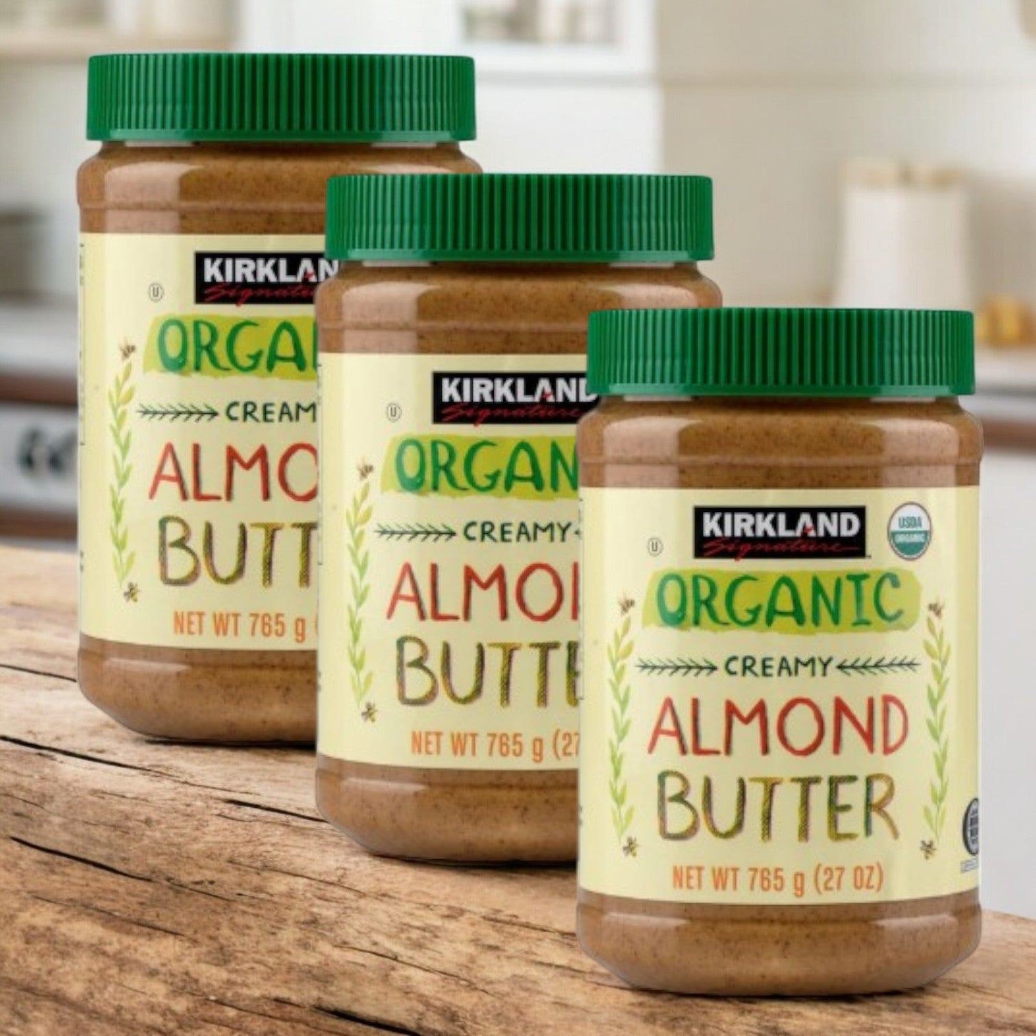 Kirkland Signature Organic Creamy Almond Butter, 27 oz-3 Count
