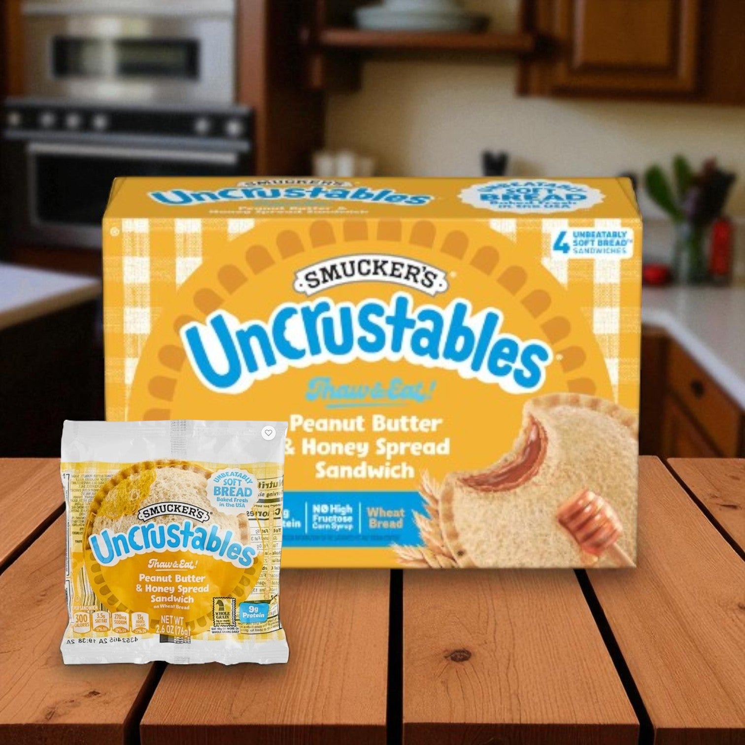 Uncrustables Peanut Butter & Honey Spread Sandwiches – 4 Count, 1 Pack