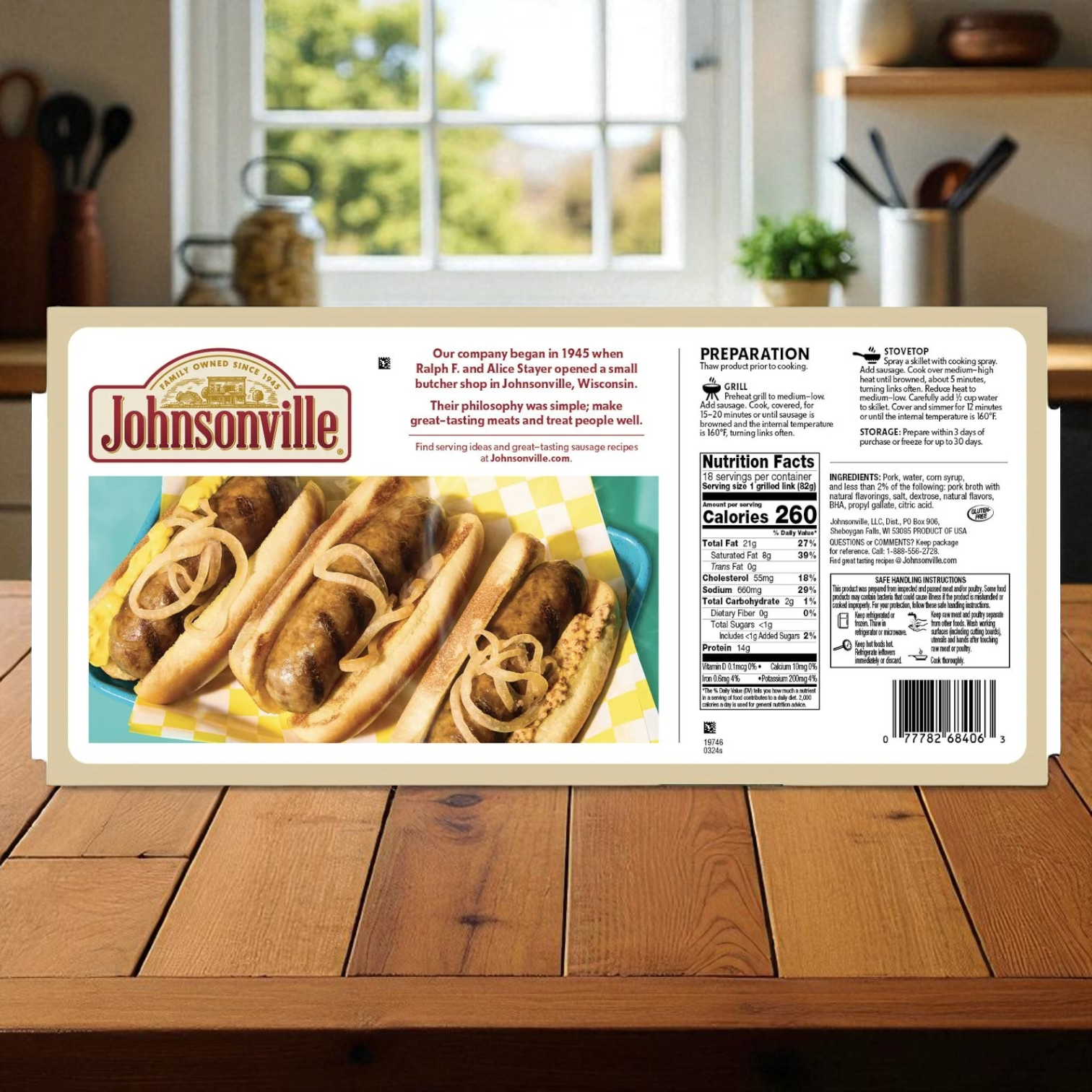 Johnsonville Original Pork Bratwurst (18 Links) & S. Rosen’s Jumbo Brat & Sausage Rolls (12 Count) Combo Pack