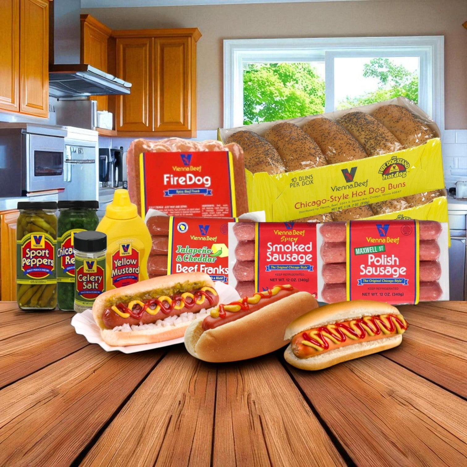 Chicago-Style Hot Dog Complete Kit – Vienna Beef & Classic Toppings