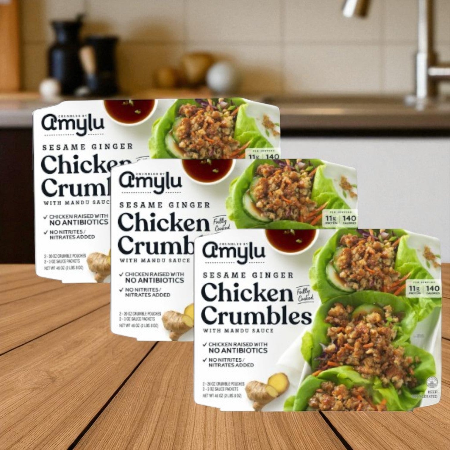 Amylu Sesame Ginger Chicken Crumbles, 46 Oz- 3 Count