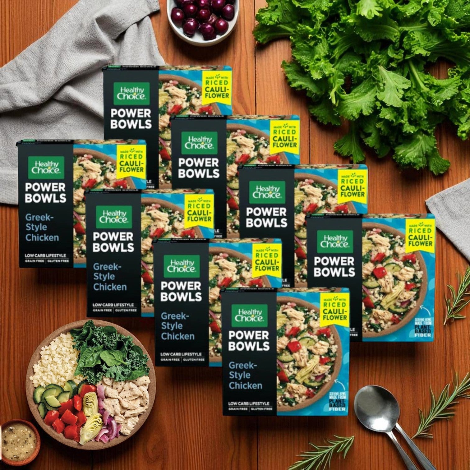 Healthy Choice Power Bowls Greek-Style Chicken With Riced Cauliflower, 9.5 oz. - 8 Count