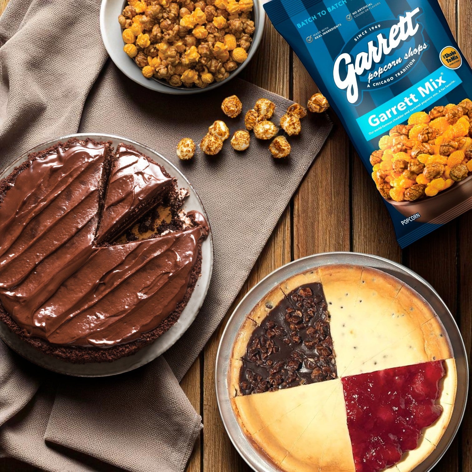 Chicago Dessert & Snack Sampler – Eli’s Cheesecake, Portillo’s Famous Chocolate Cake & Garrett Popcorn
