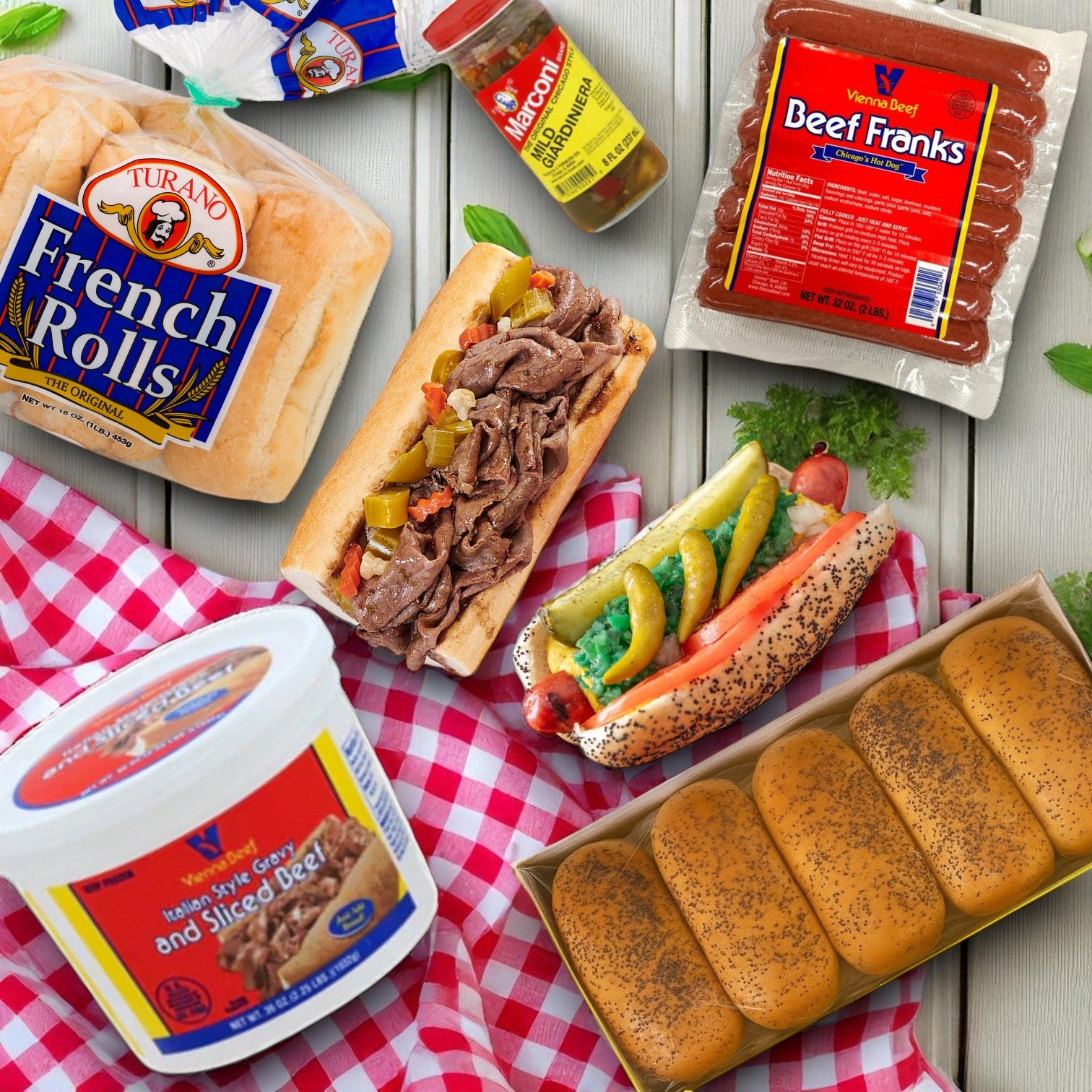 Chicago-Style Sandwich Kit – Italian Beef & (16 Count) Hot Dog Combo