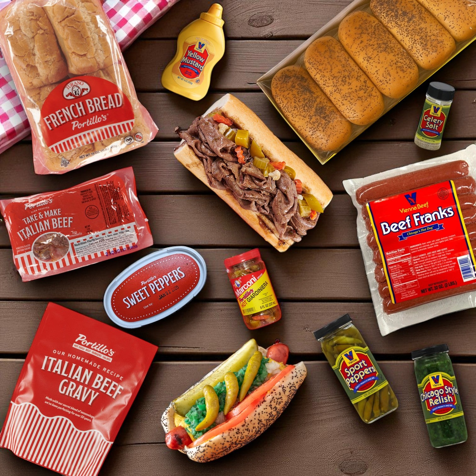 Portillo's 16 Italian Beef Combo & Vienna 16 Pack Hot Dog Kit! Perfect For Parties!