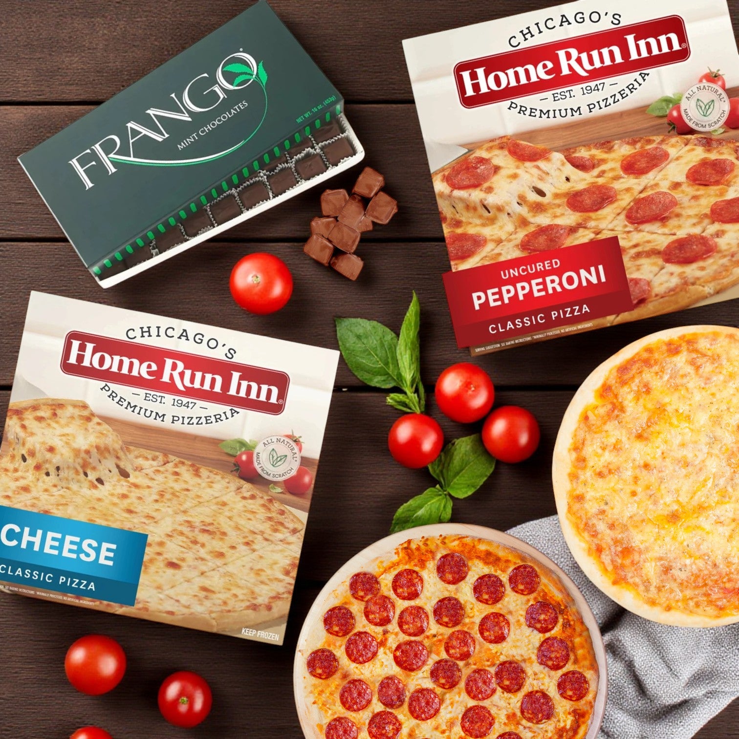 Home Run Inn Family Size Pizzas & Frango Mint Chocolates – Chicago Favorites Combo