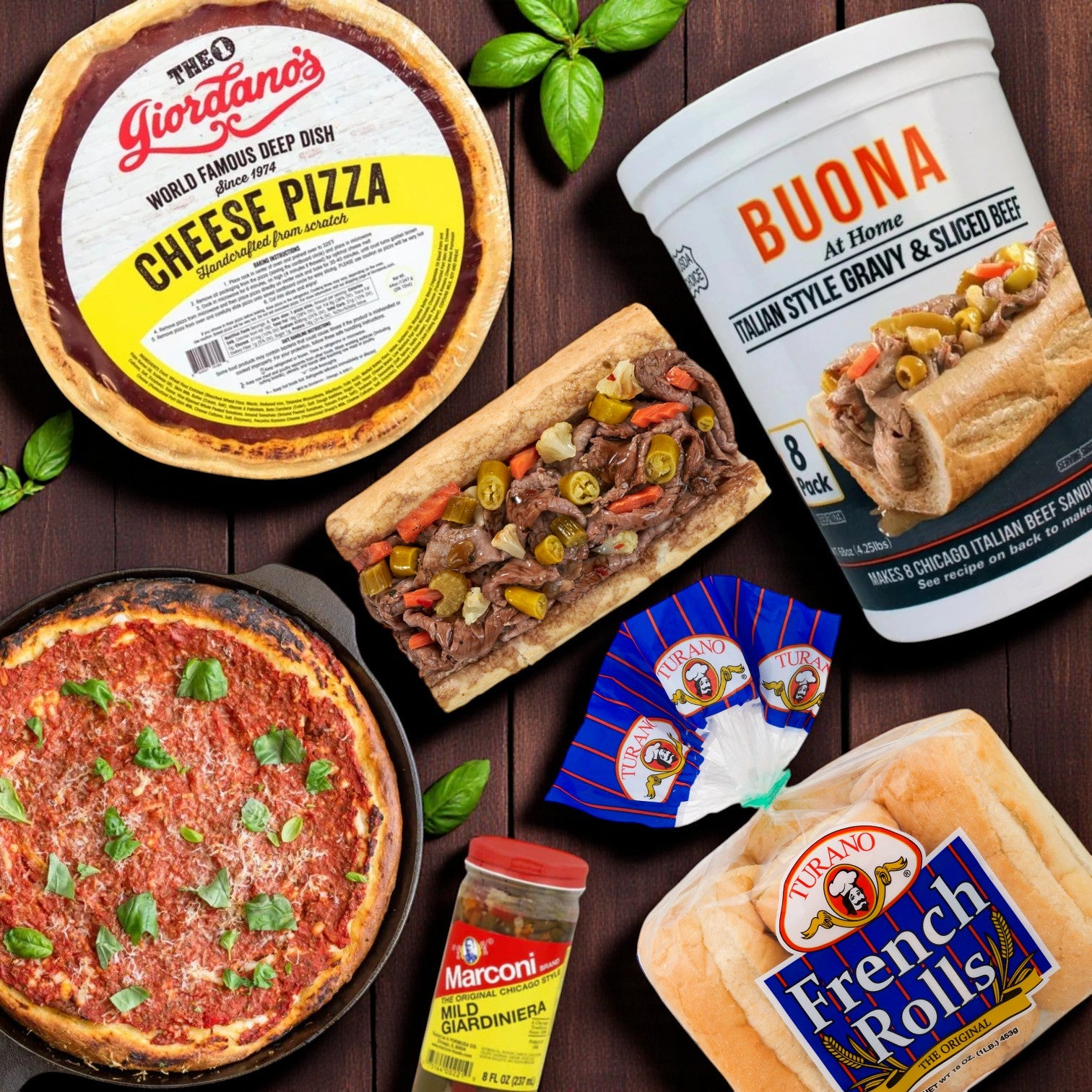 Chicago Favorites Combo: Buona Beef Kit & Giordano's Deep Dish Pizza