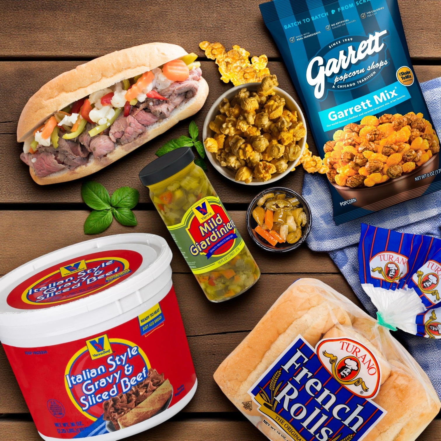 Vienna Beef Italian Gravy & Sliced Beef + Garrett Popcorn Mix