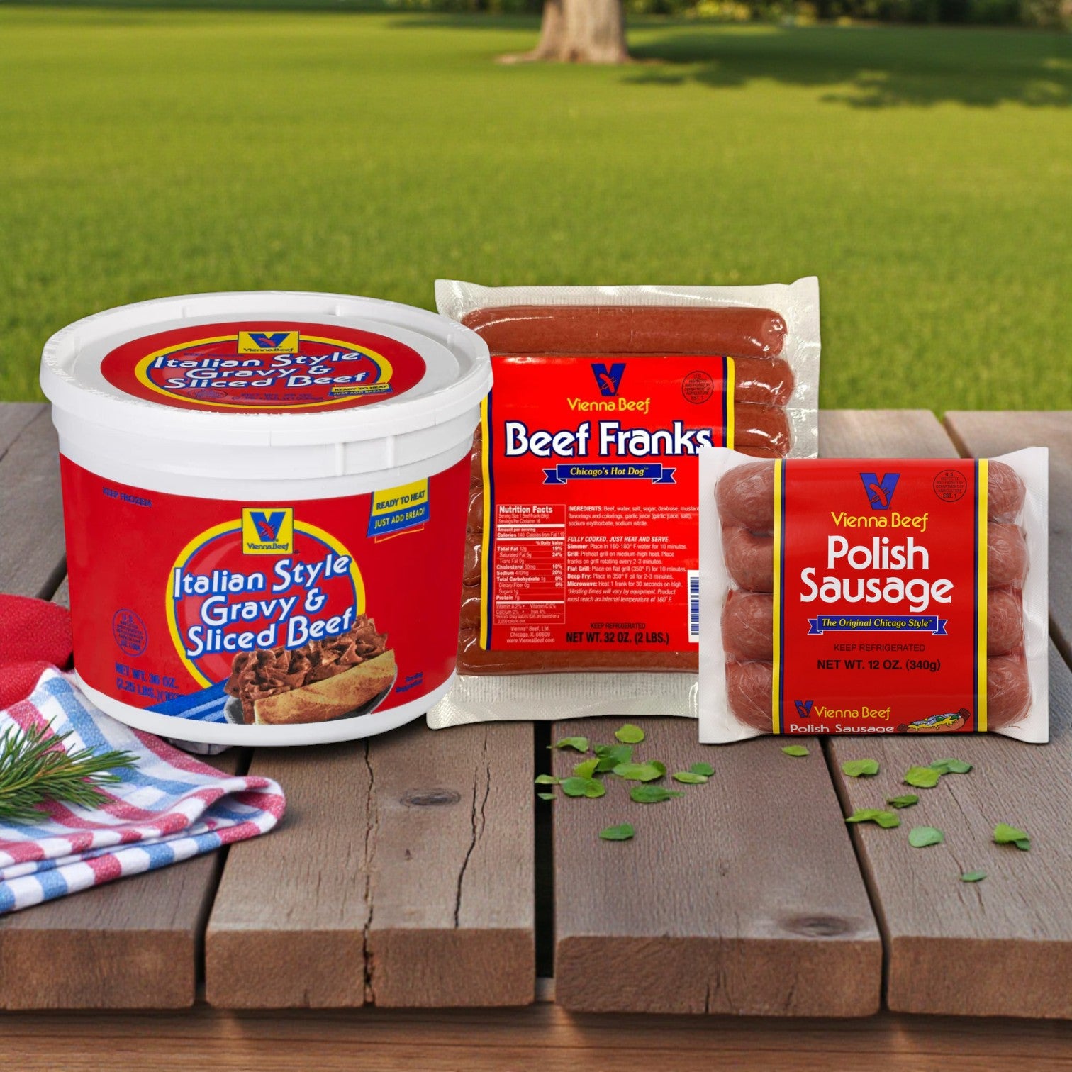 Chicago Classic Meat Combo: Vienna Beef- Polish Sausage, Fully Cooked Franks & Italian Beef