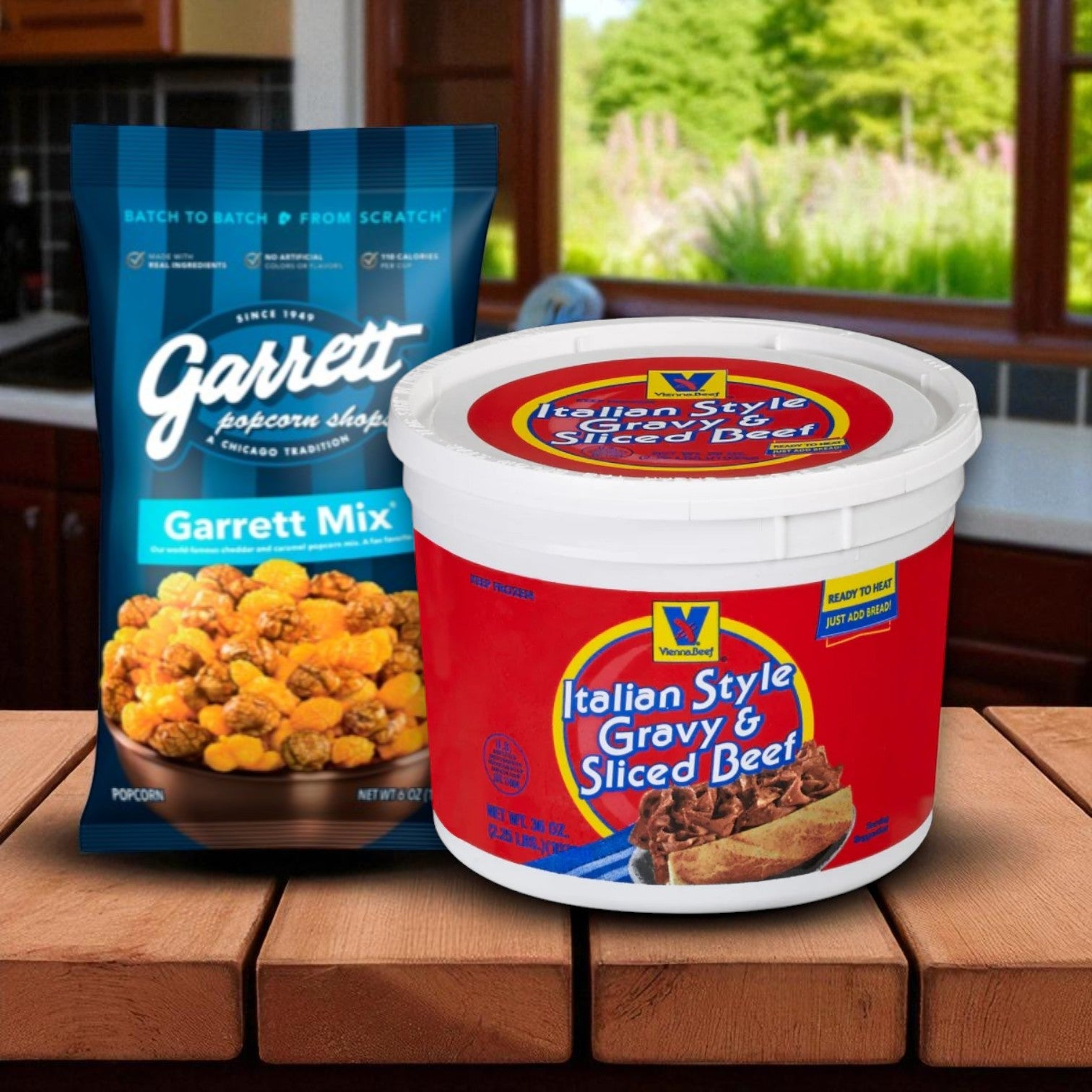 Vienna Beef Italian Gravy & Sliced Beef + Garrett Popcorn Mix