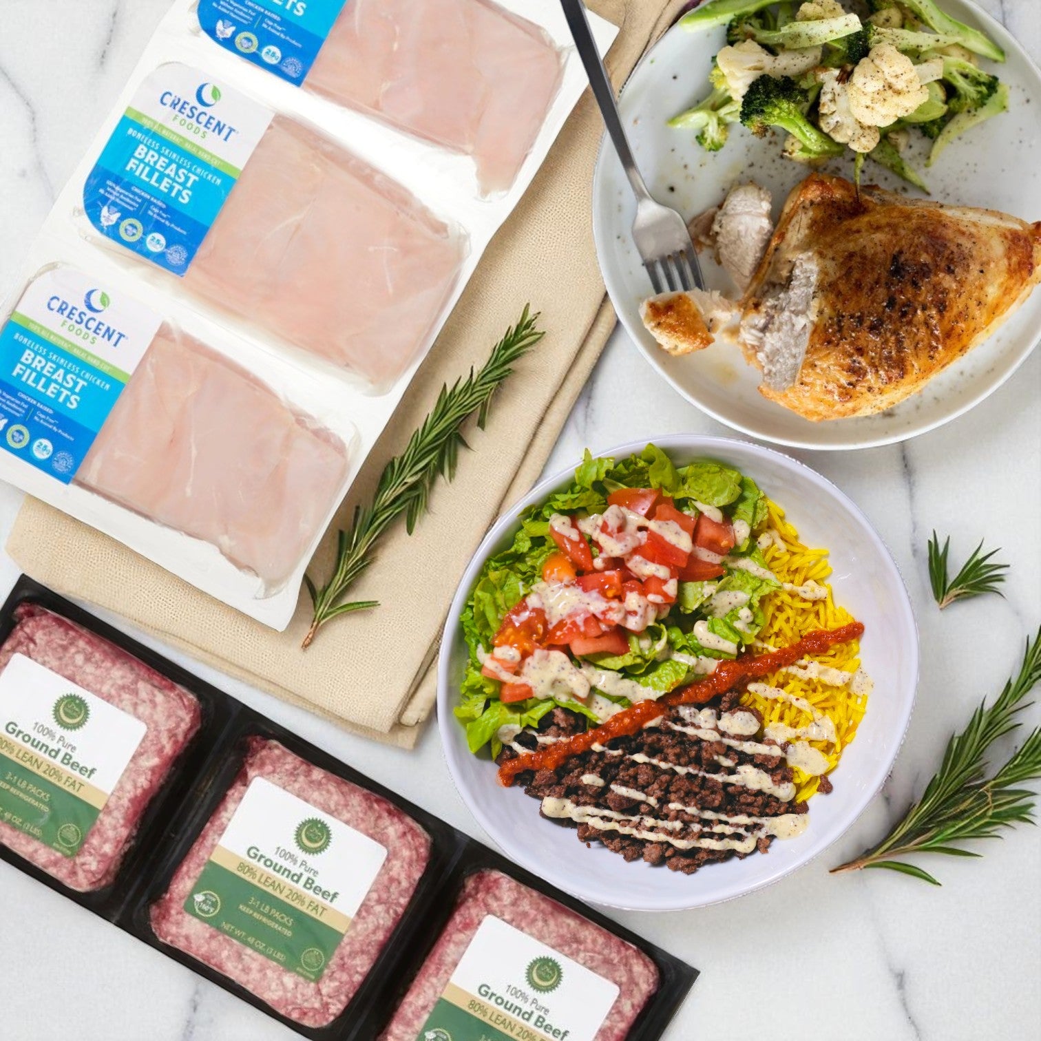 Halal Protein Bundle – Ground Beef & Hand-Cut Chicken Breasts