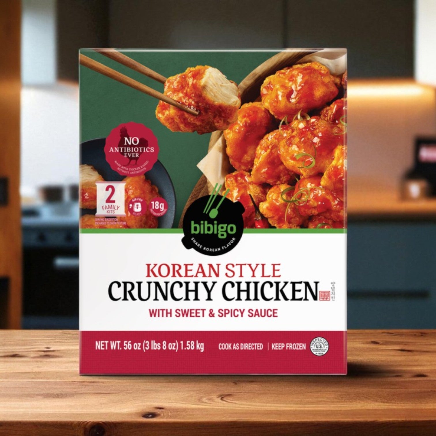 Bibigo Korean Style Crunchy Chicken, Sweet and Spicy Sauce, 56 oz-1 Case
