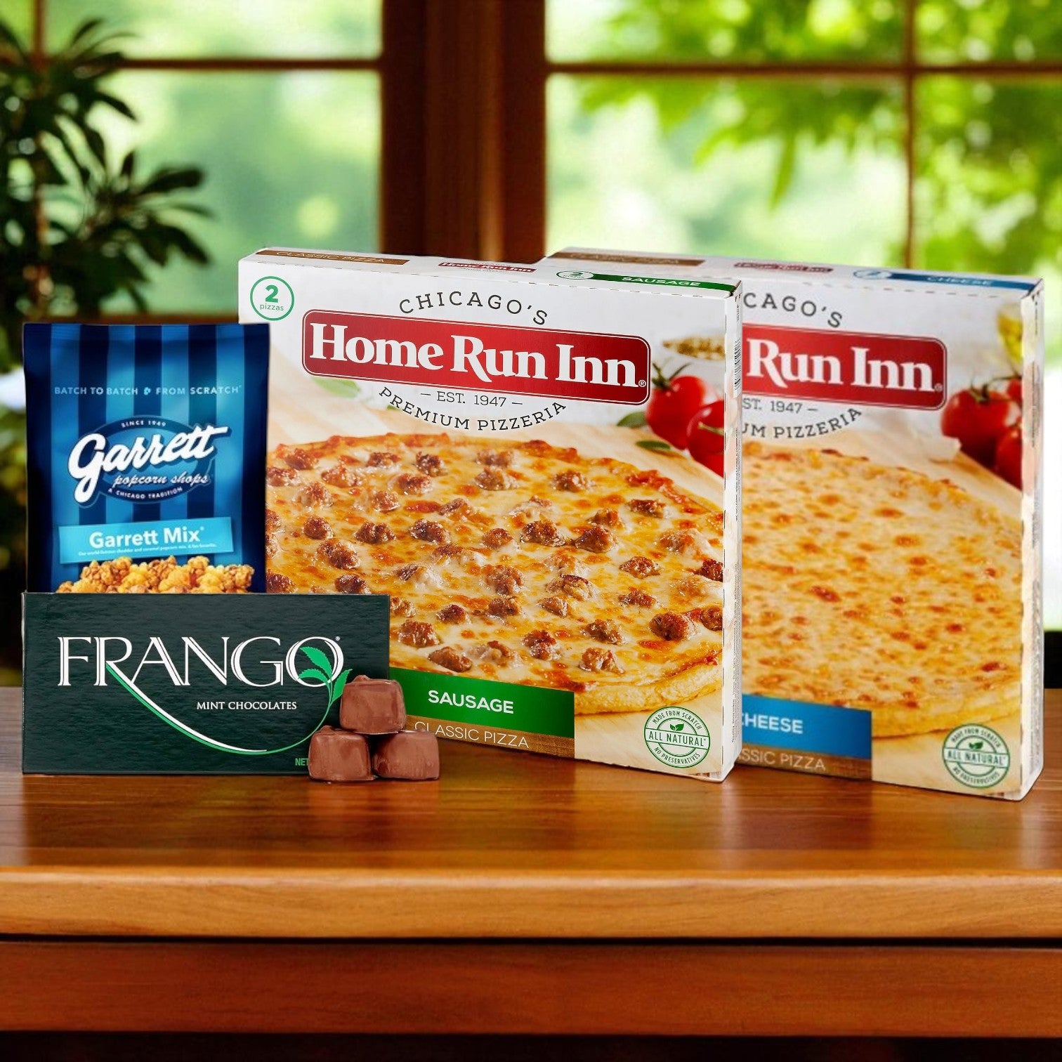 Chicago Favorites Bundle – Garrett Popcorn, Frango Mint Chocolates & Home Run Inn Pizzas