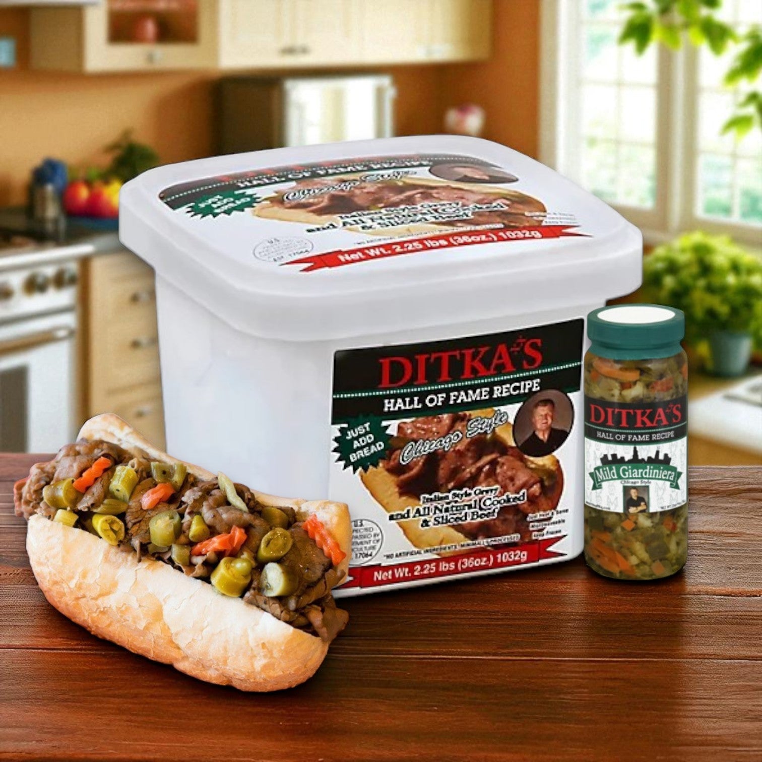 Ditka’s Chicago Combo: Mild Giardiniera 16 oz & Italian Beef 2.25 lbs