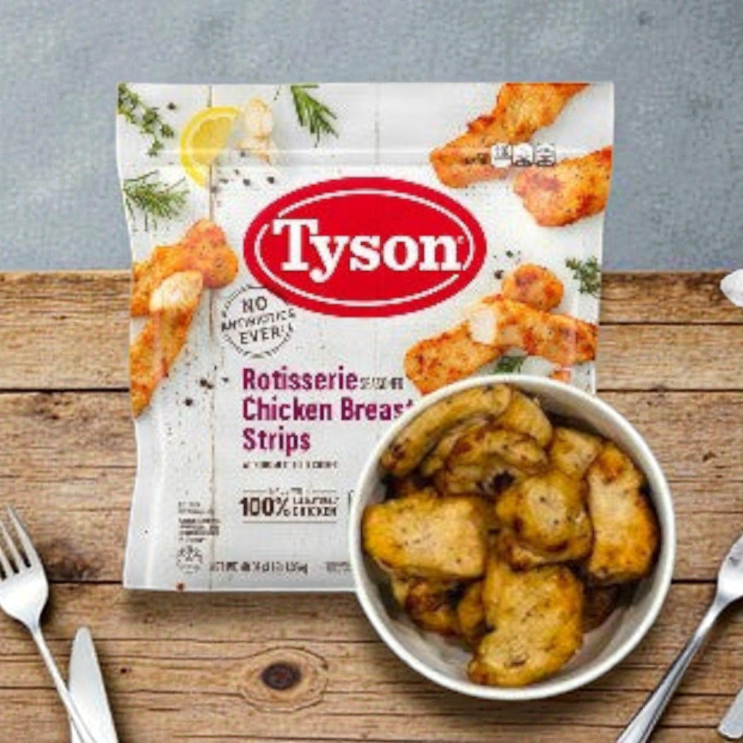 Tyson Rotisserie Seasoned Unbreaded Chicken Breast Strips - 3 Bags (48 oz Each)