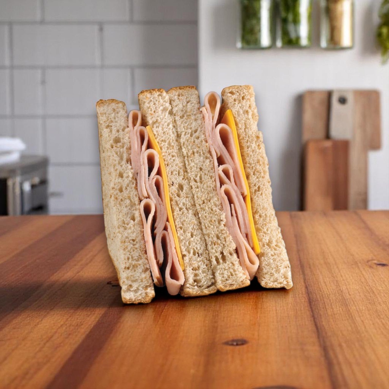 Deli Express Mega Hickory Smoked Turkey & Cheese Sandwich Wedge – 5.8 oz (Individually Wrapped)
