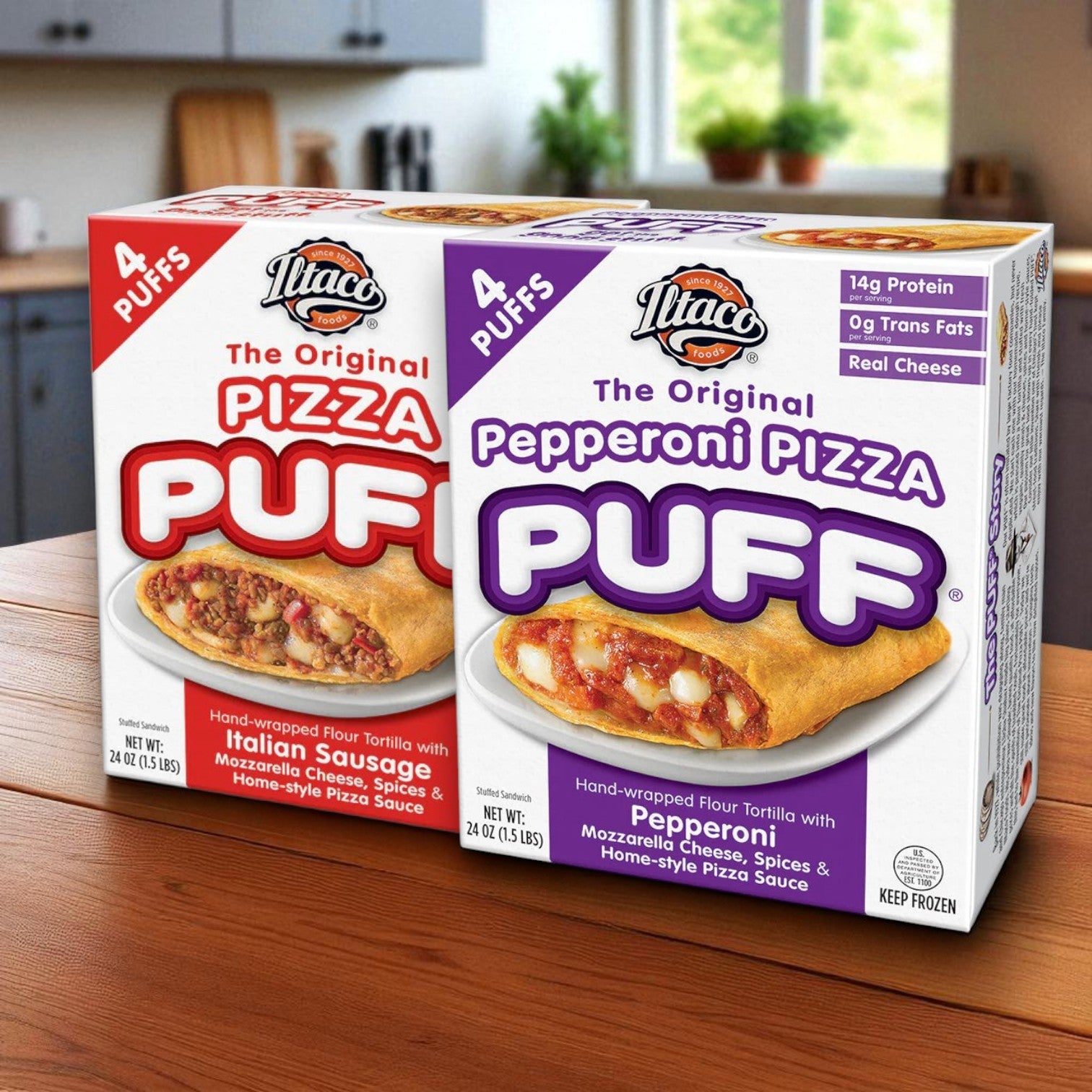 Pizza Puff Variety Pack , Original Sausage & Pepperoni — 2 x 24 oz